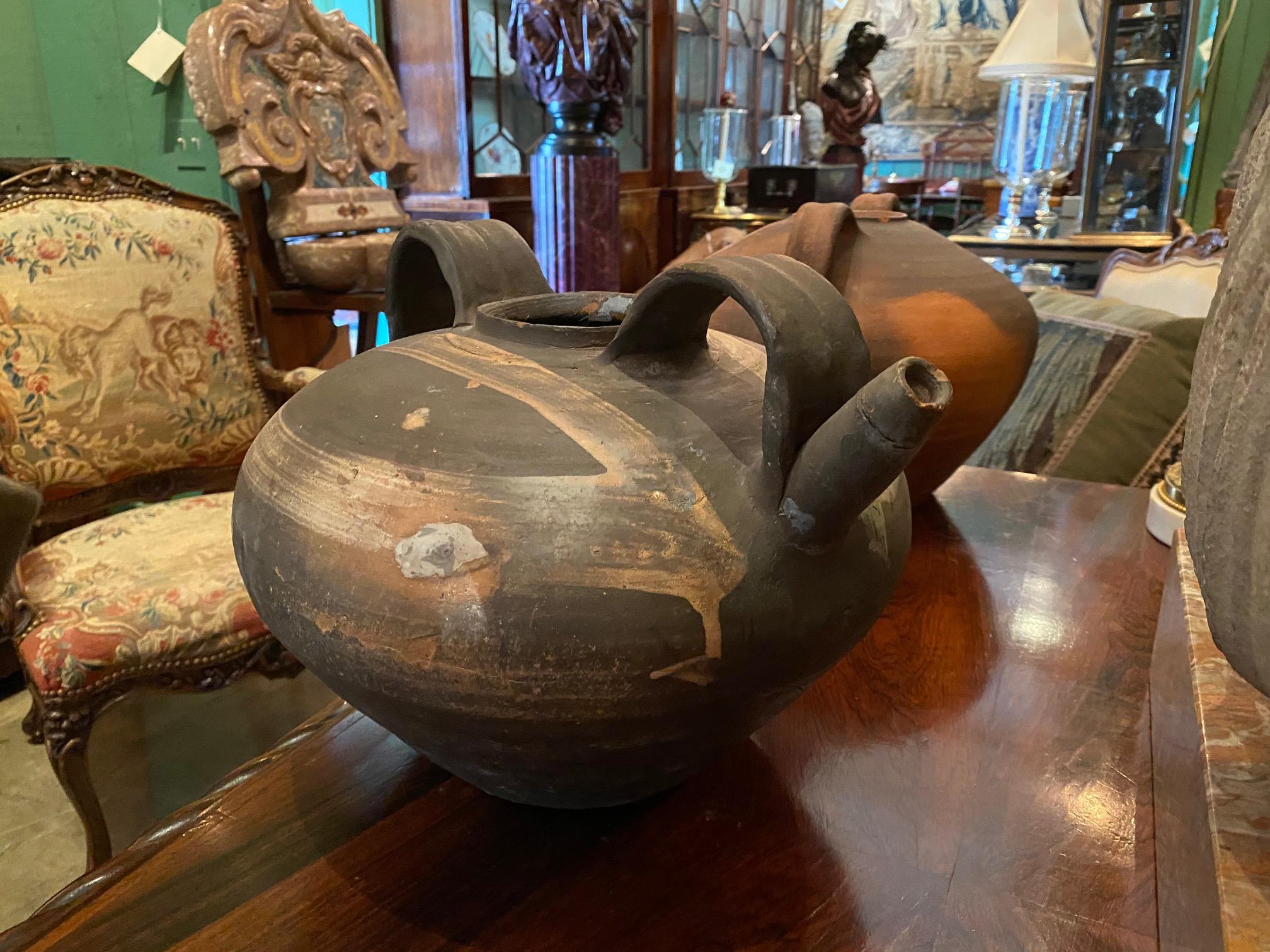 Water Holder Jug Pottery Handmade Pitcher Vase Antiques LA CA centerpiece decor For Sale 1