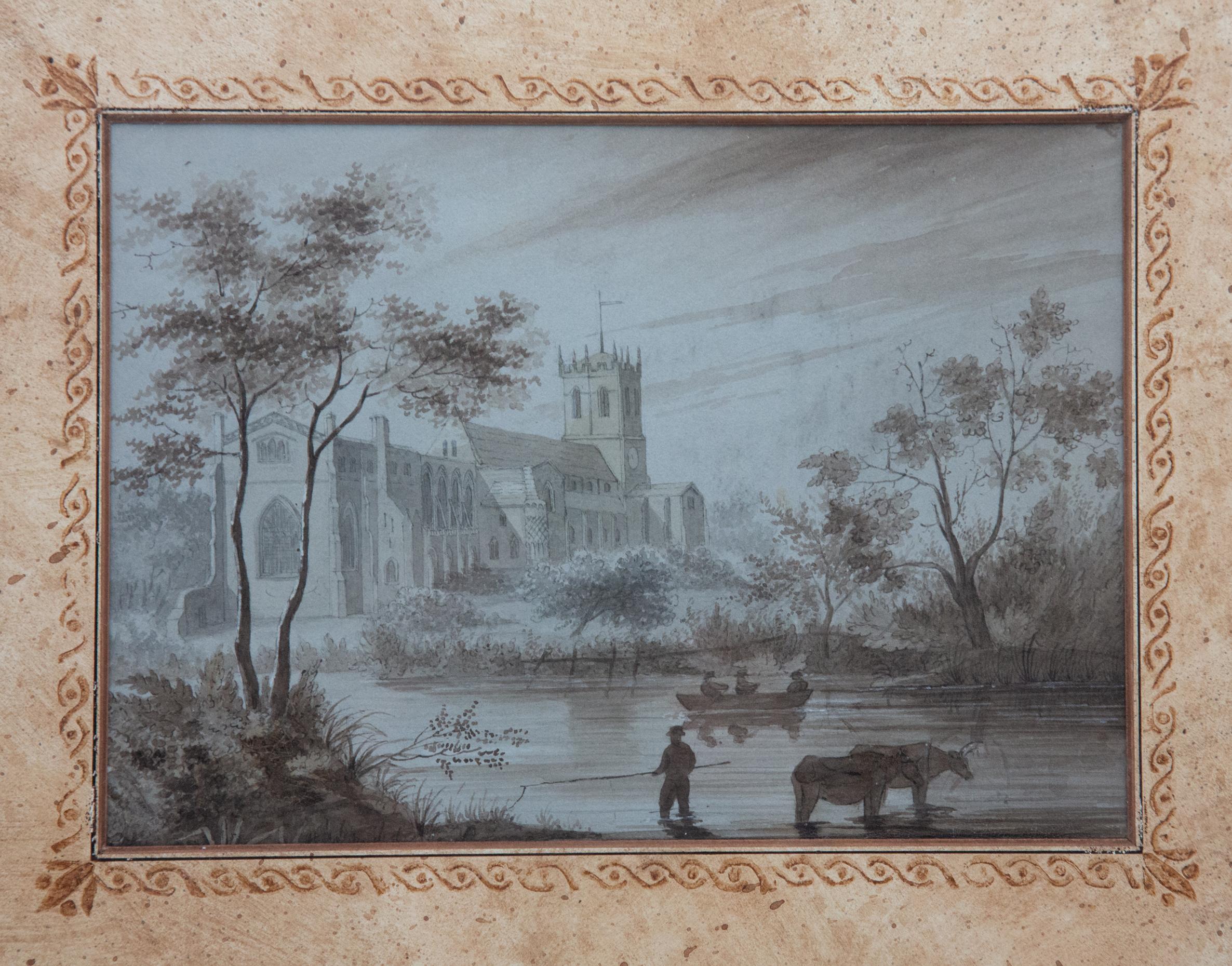 French 19th Century Watercolor in a Gilt Frame
