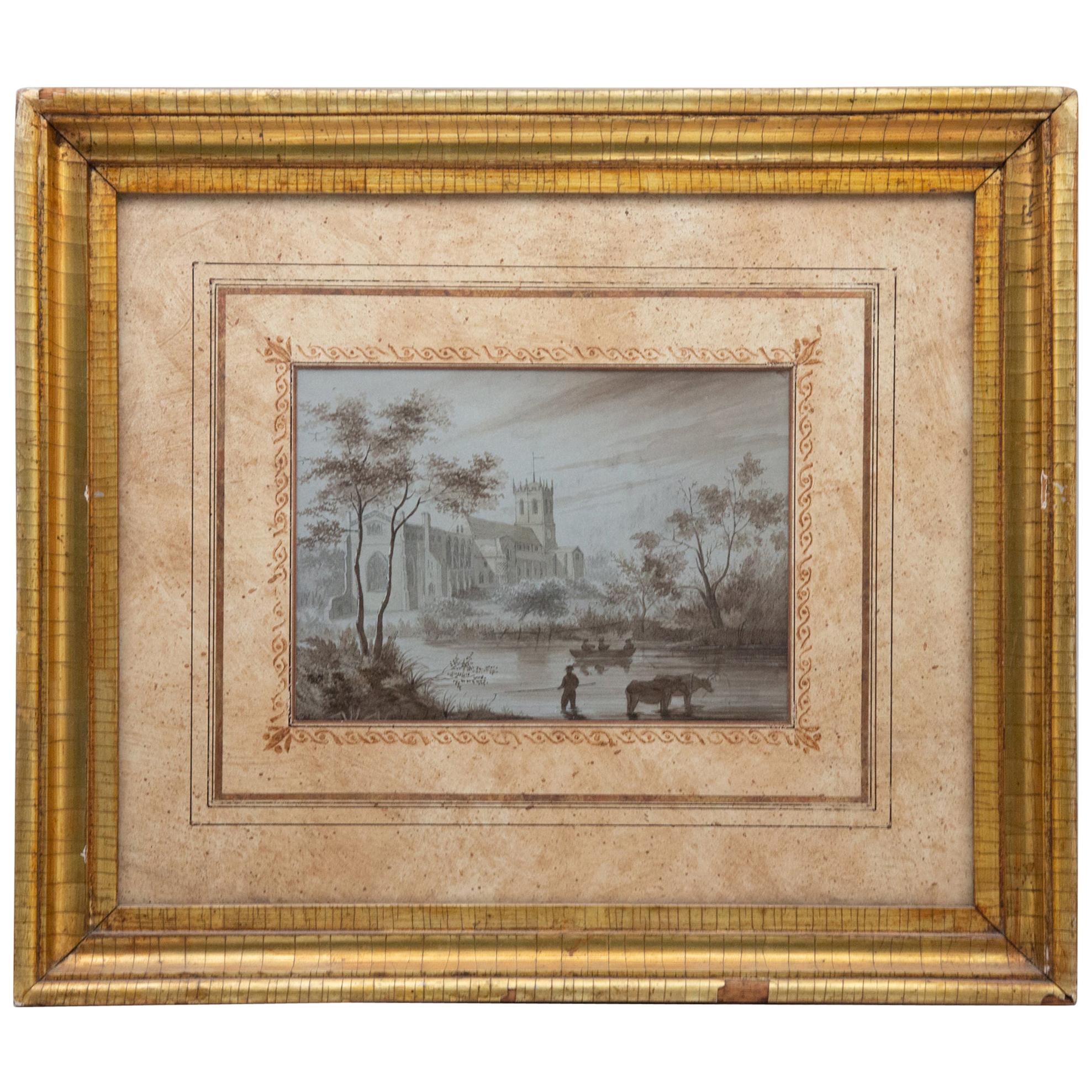 19th Century Watercolor in a Gilt Frame