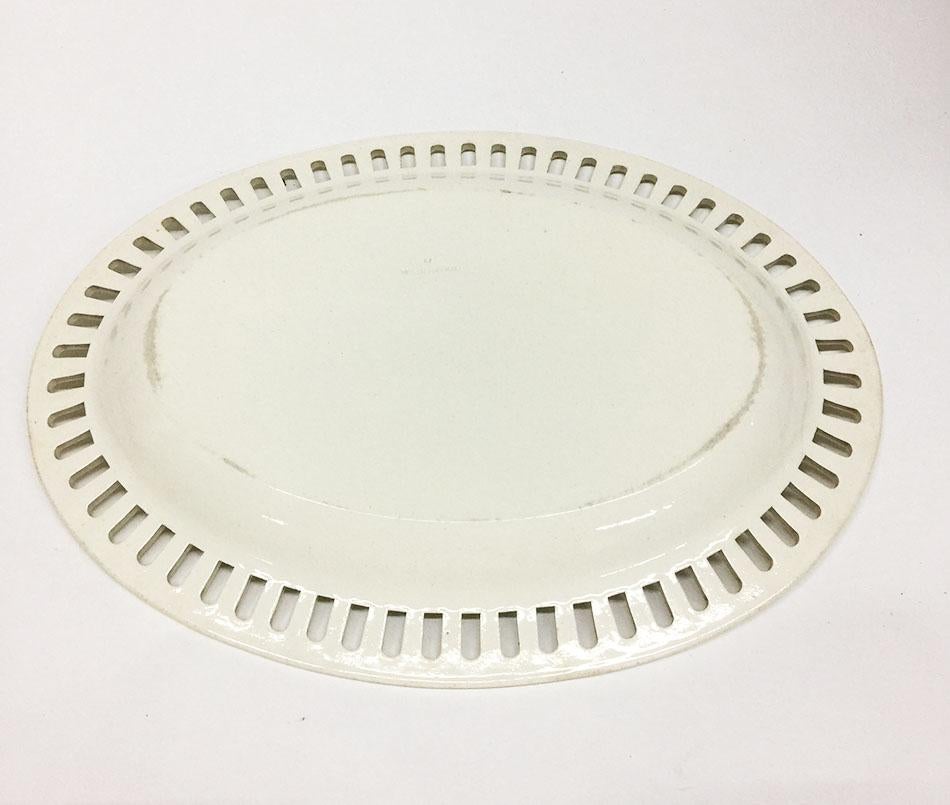 Porcelain 19th Century English Wedgwood Creamware Basket and Plate, ca 1861