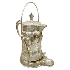 19. Jahrhundert Wilcox Silberblech Viktorianischer verschnörkelter Wasser- Lemonade-Krug auf Klappständer