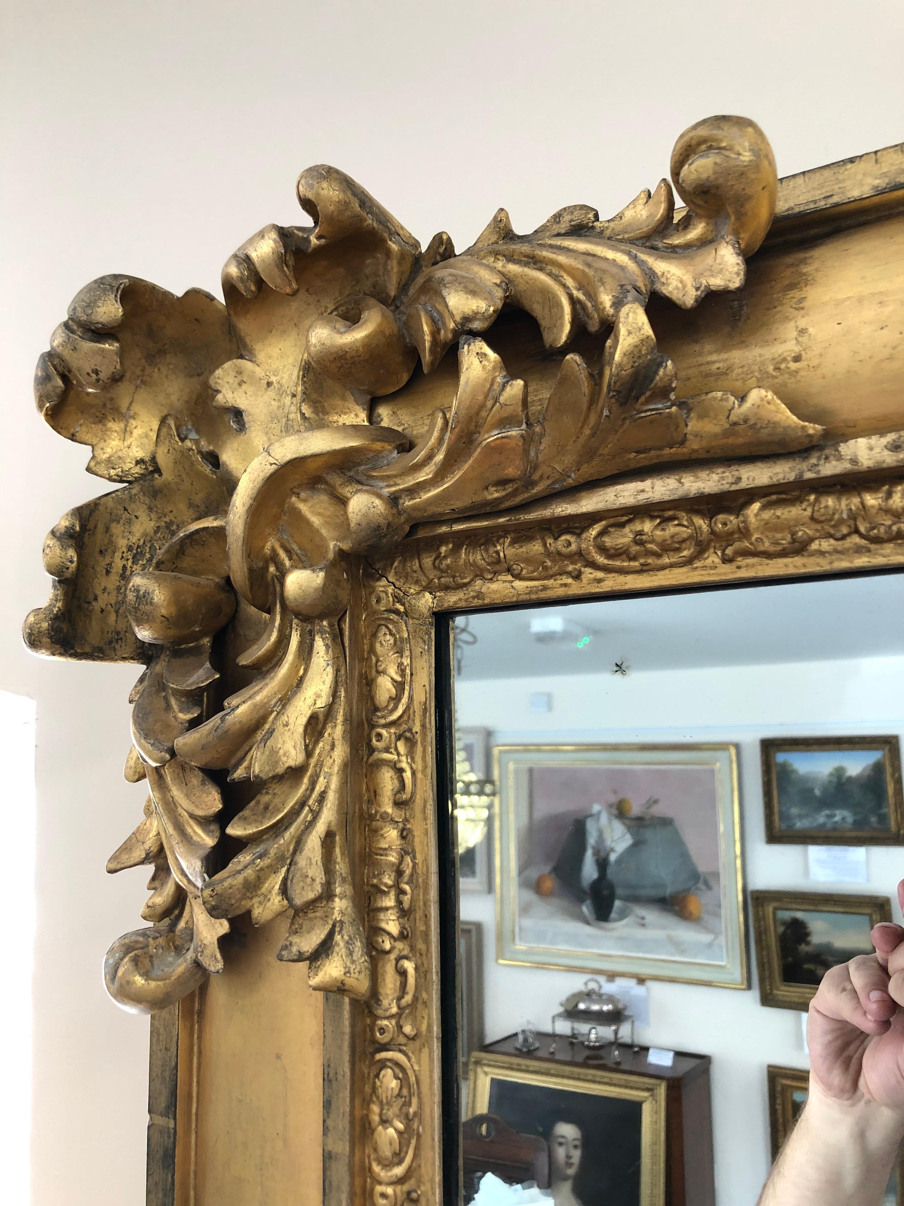 19th Century William IV Large Giltwood Overmantel Mirror In Good Condition In Bournemouth, GB