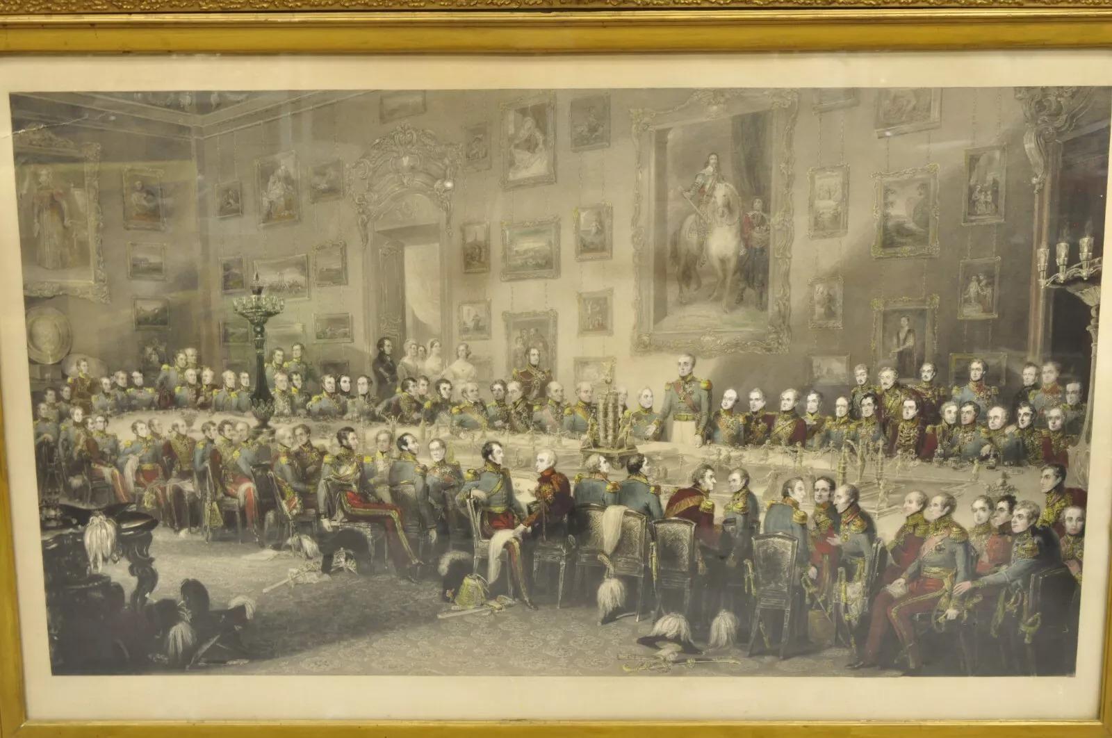 Gerahmte Gravur von William Salter „The Waterloo Banquet at Apsley House“, 19. Jahrhundert (Viktorianisch) im Angebot