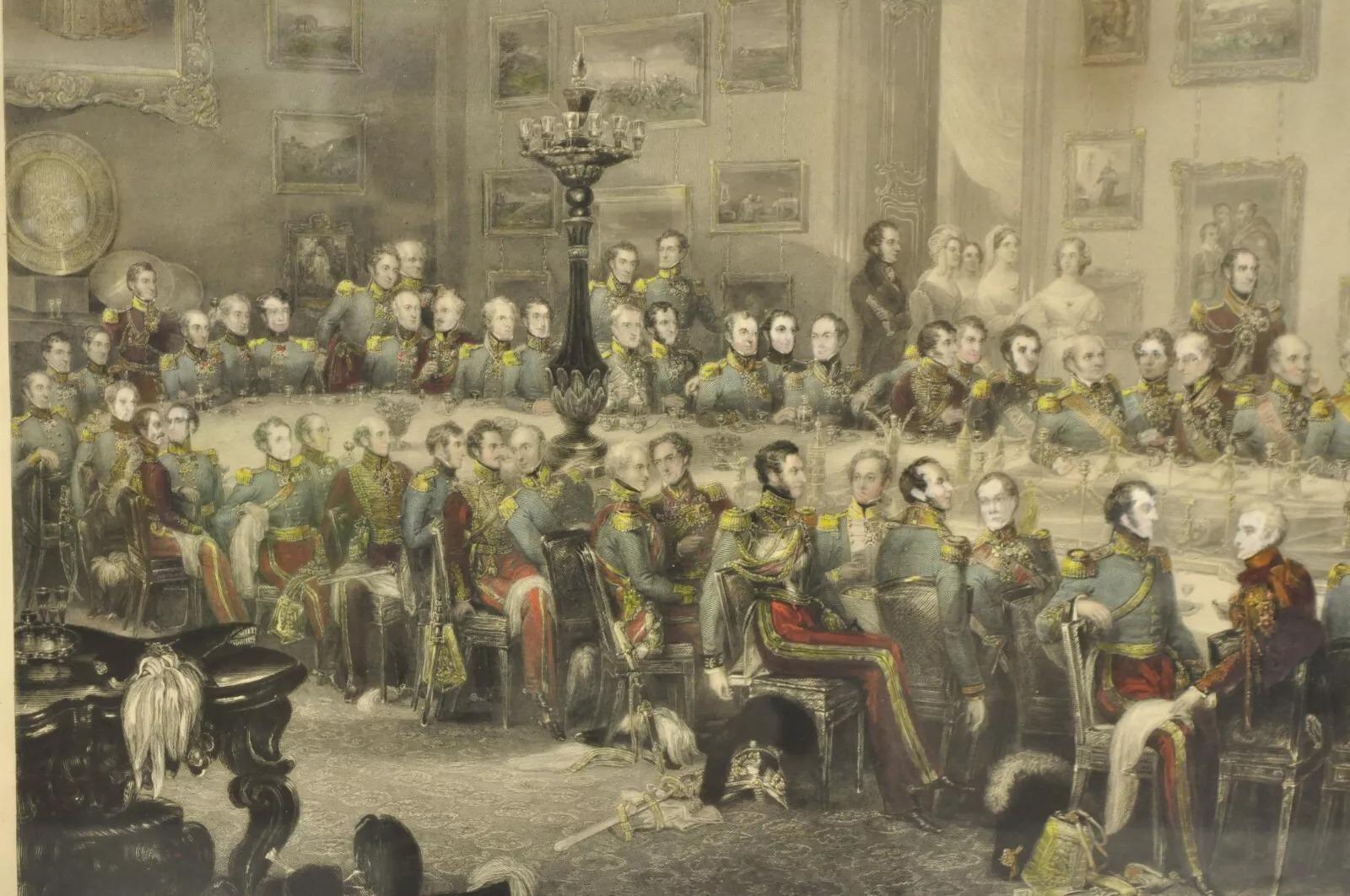 Gerahmte Gravur von William Salter „The Waterloo Banquet at Apsley House“, 19. Jahrhundert (Unbekannt) im Angebot