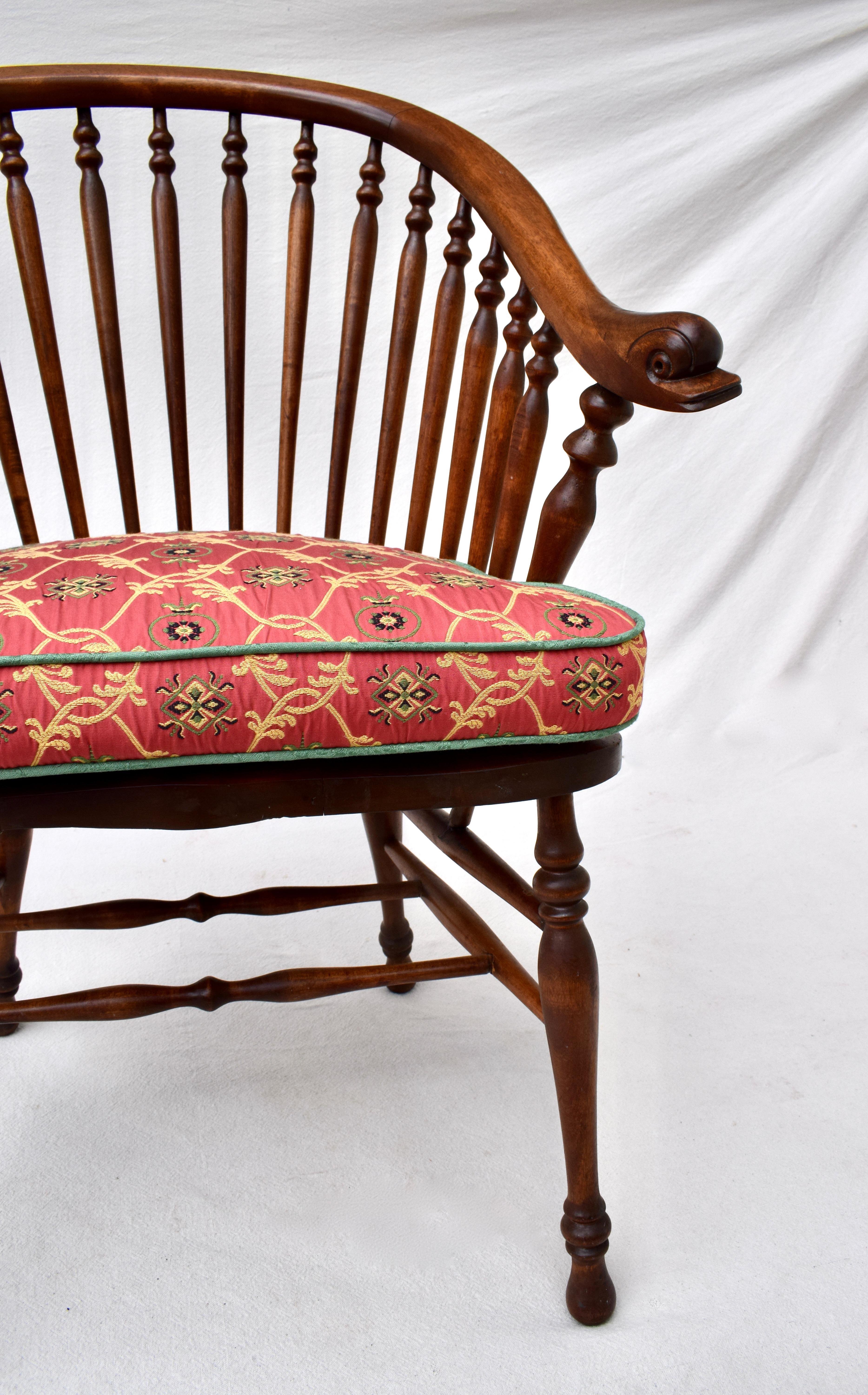 19th C. Windsor Style Chair with Dolfin Head Arms For Sale 6