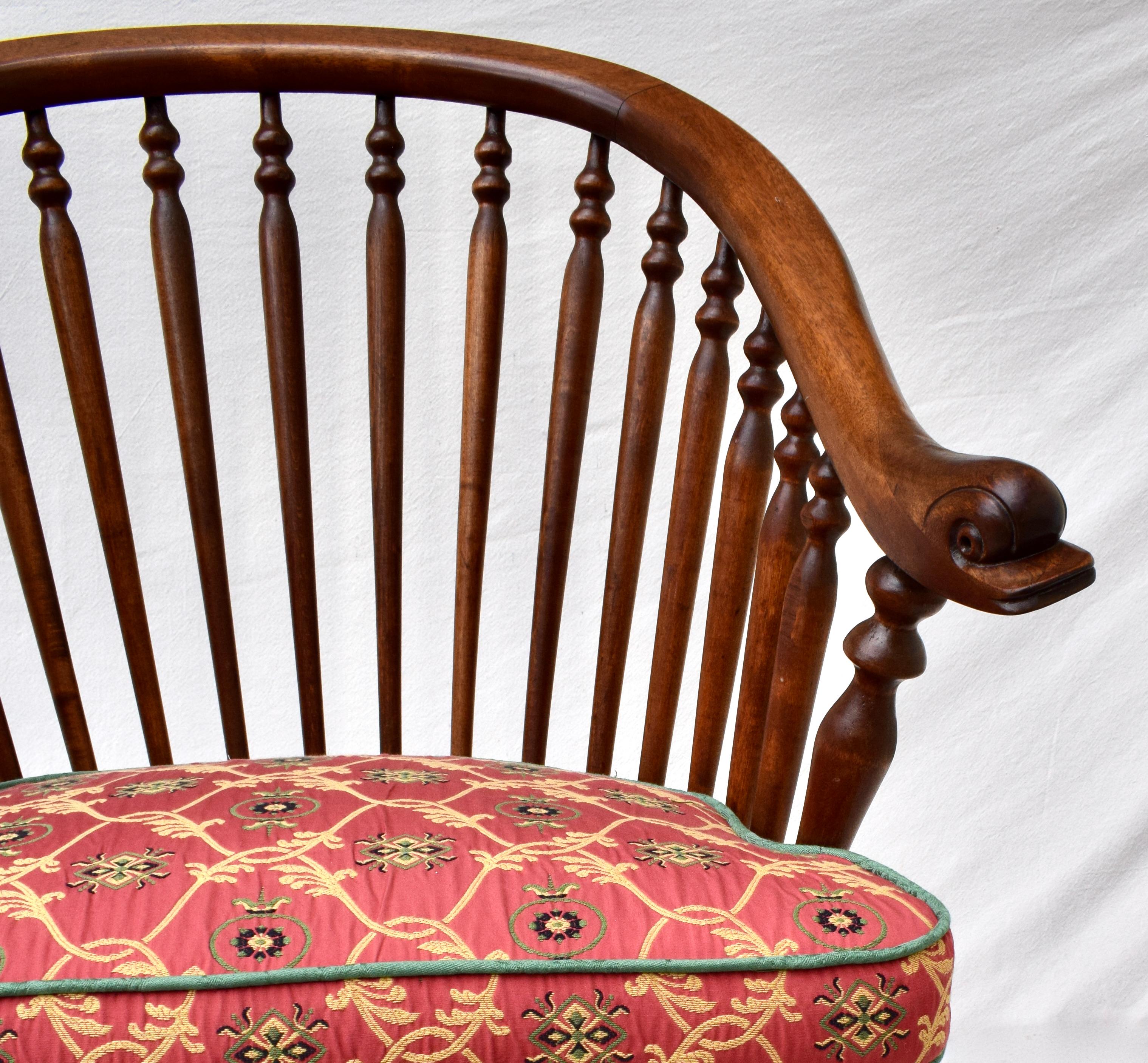 19th C. Windsor Style Chair with Dolfin Head Arms For Sale 7