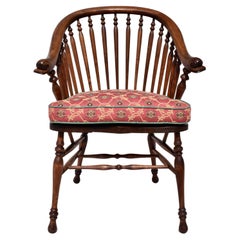 19th C. Windsor Style Chair with Dolfin Head Arms