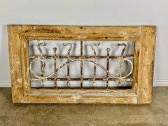 19th Century Rustic Wood and Wrought Iron Panel, Hand-Carved, France