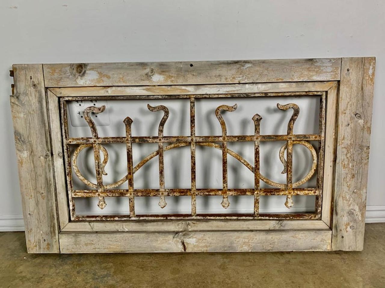 Rustic 19th C. Wood and Wrought Iron Panel For Sale