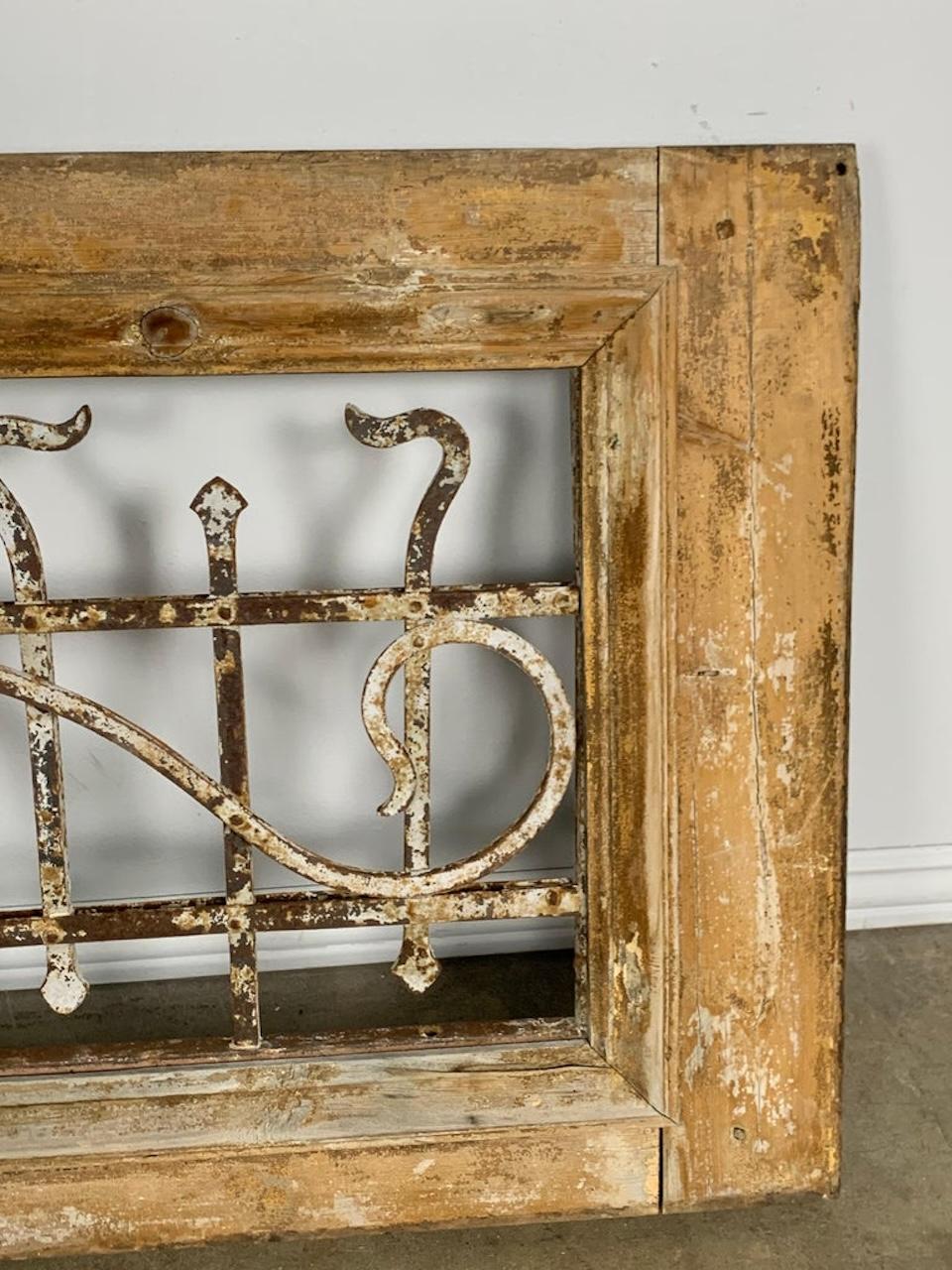 19th C. Wood and Wrought Iron Panel In Distressed Condition For Sale In Los Angeles, CA