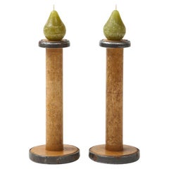Candeleros de huso de madera del s. XIX