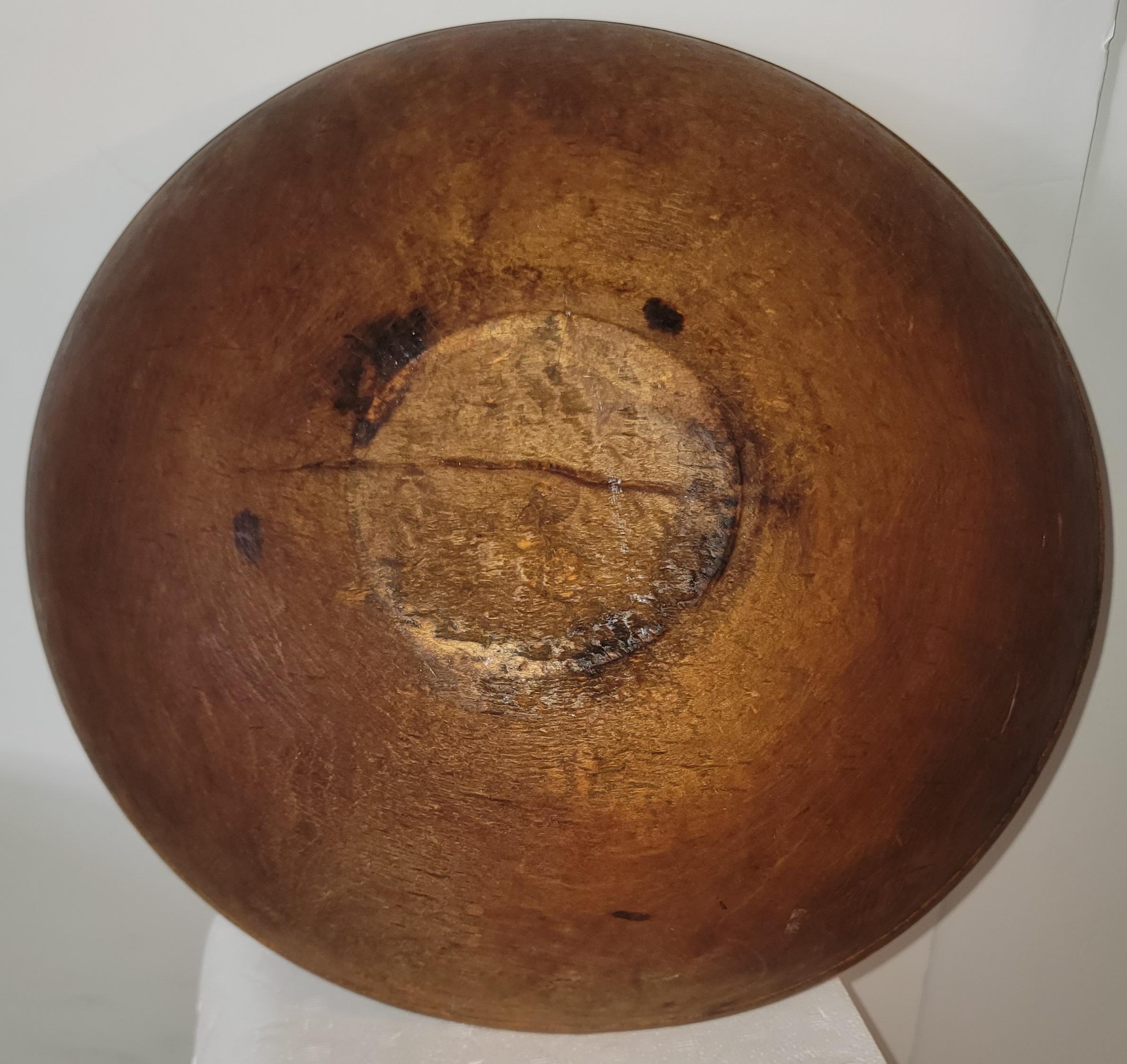 19th C Wooden Bowl with 40 Pieces of Stone Fruit For Sale 5