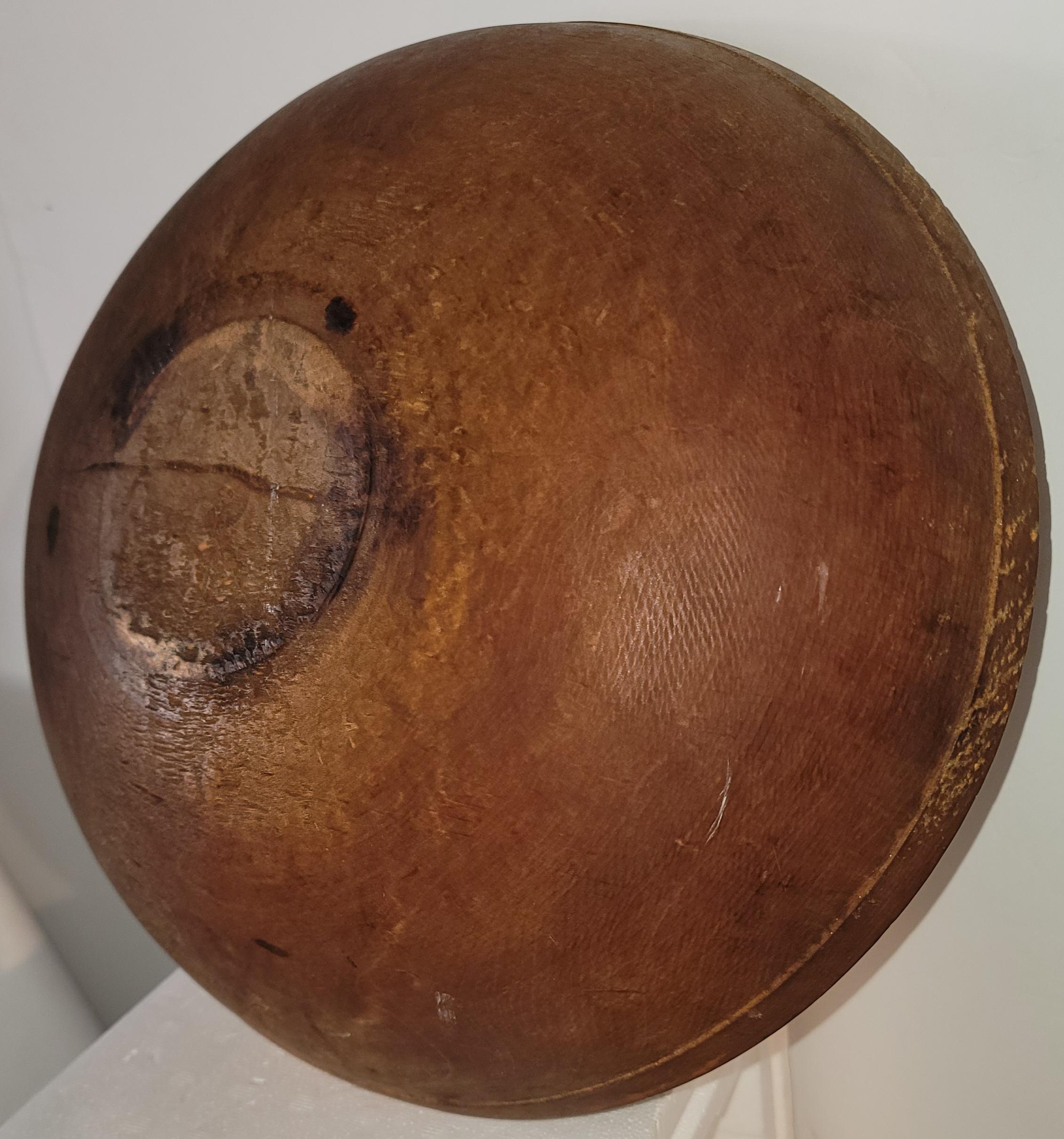 19th C Wooden Bowl with 40 Pieces of Stone Fruit For Sale 6