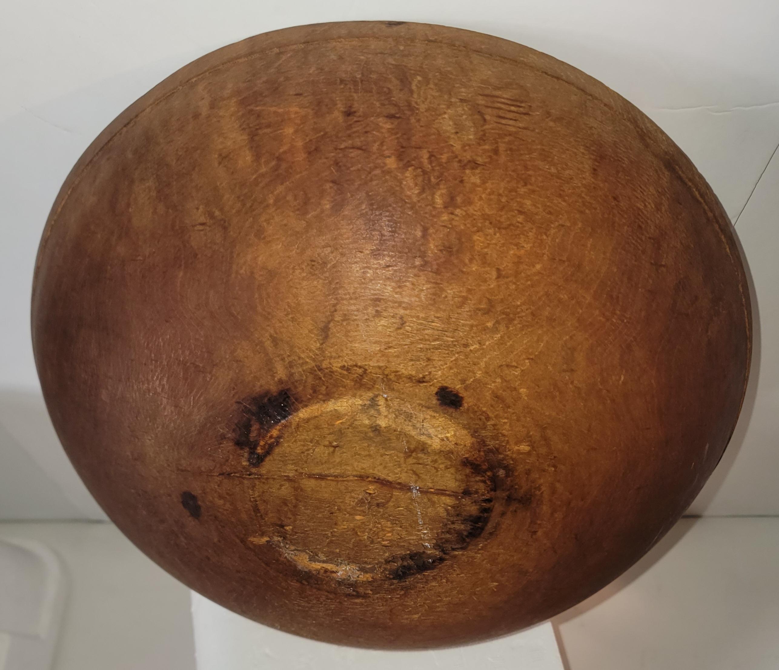 19th C Wooden Bowl with 40 Pieces of Stone Fruit For Sale 7
