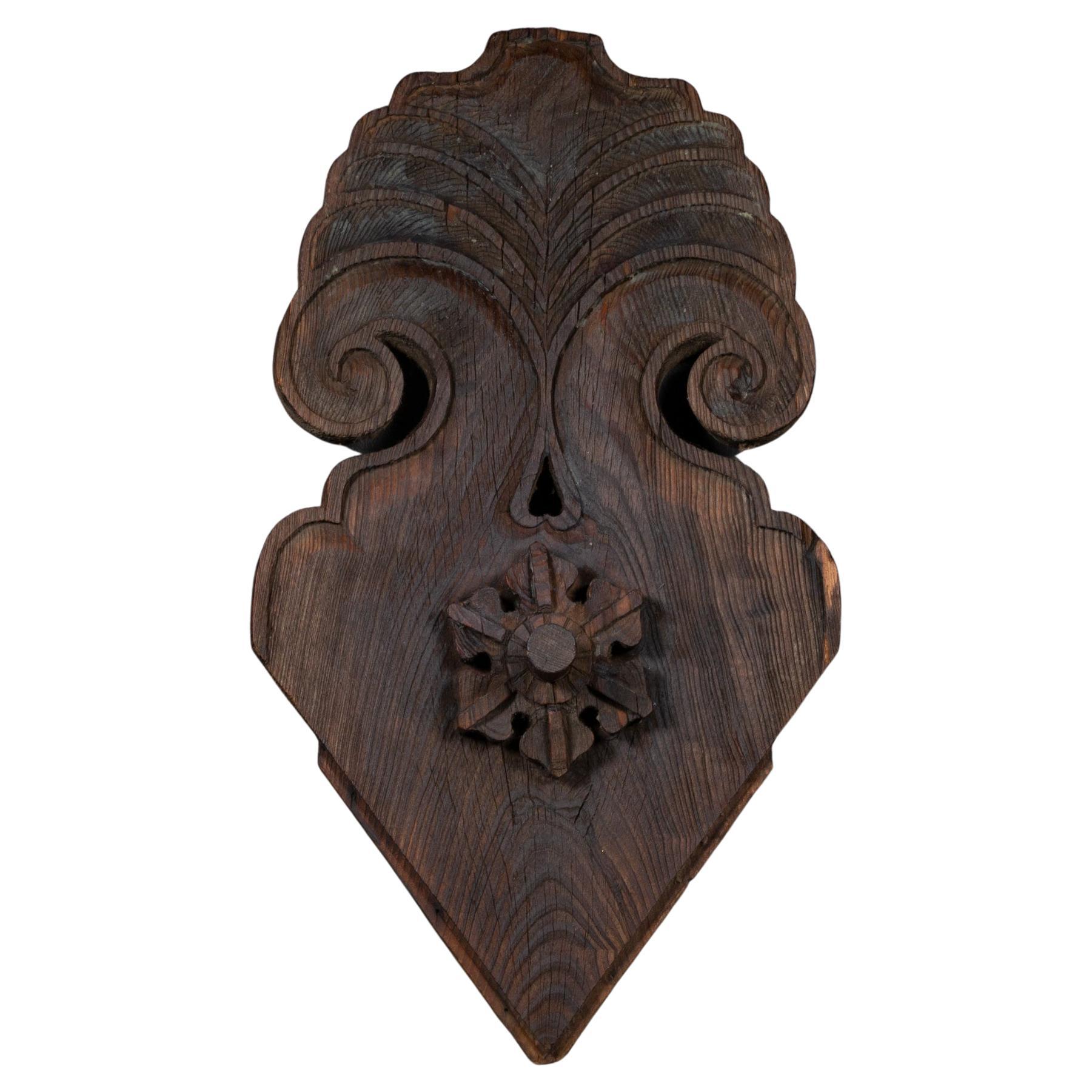 19th c. Wooden Japanese Roof Ornament