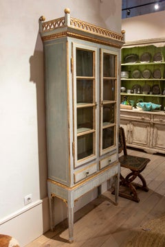 19th C. Wooden Showcase with Doors and Drawers and with its Original Polychome