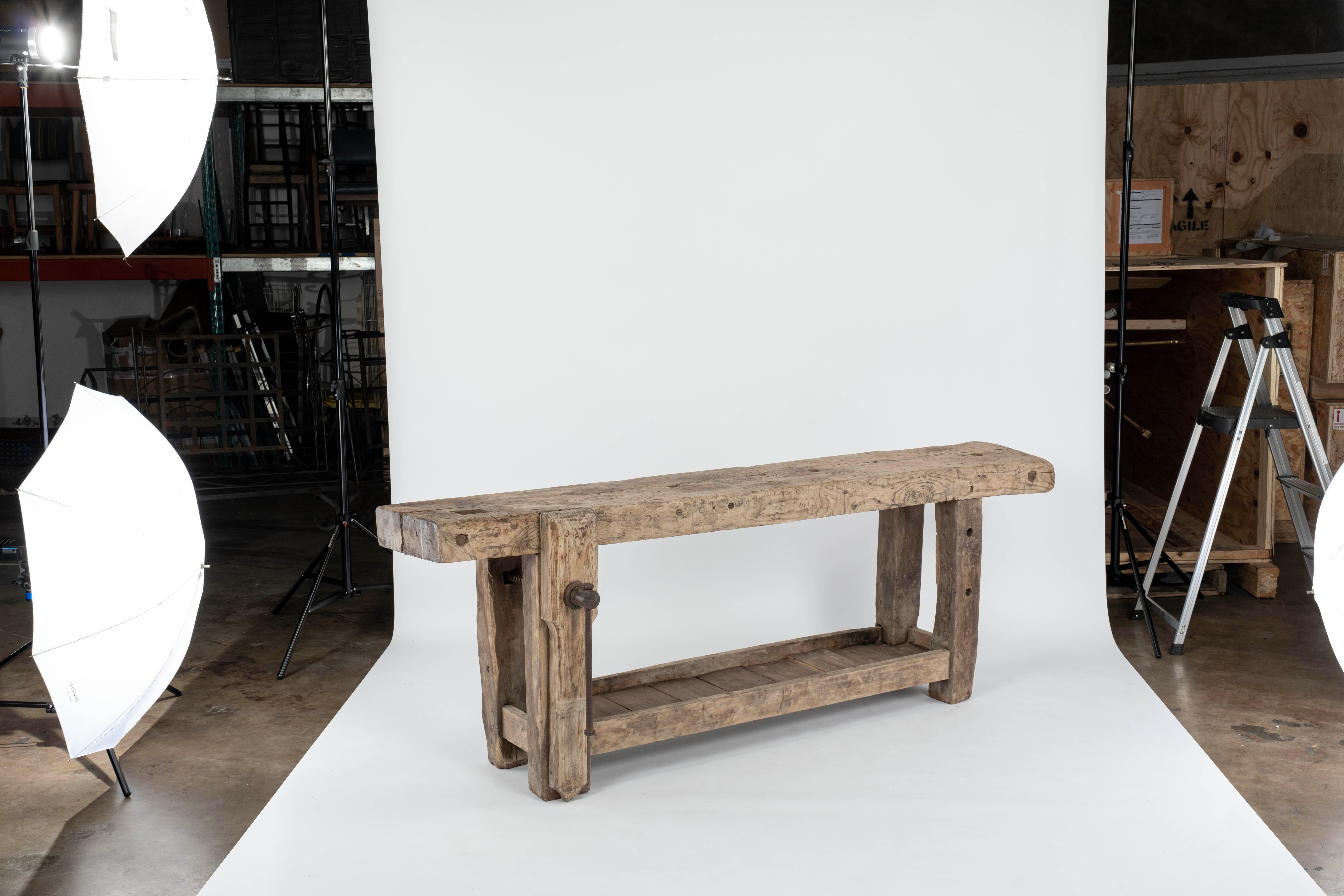 19th C. Workbench Table / Console 1