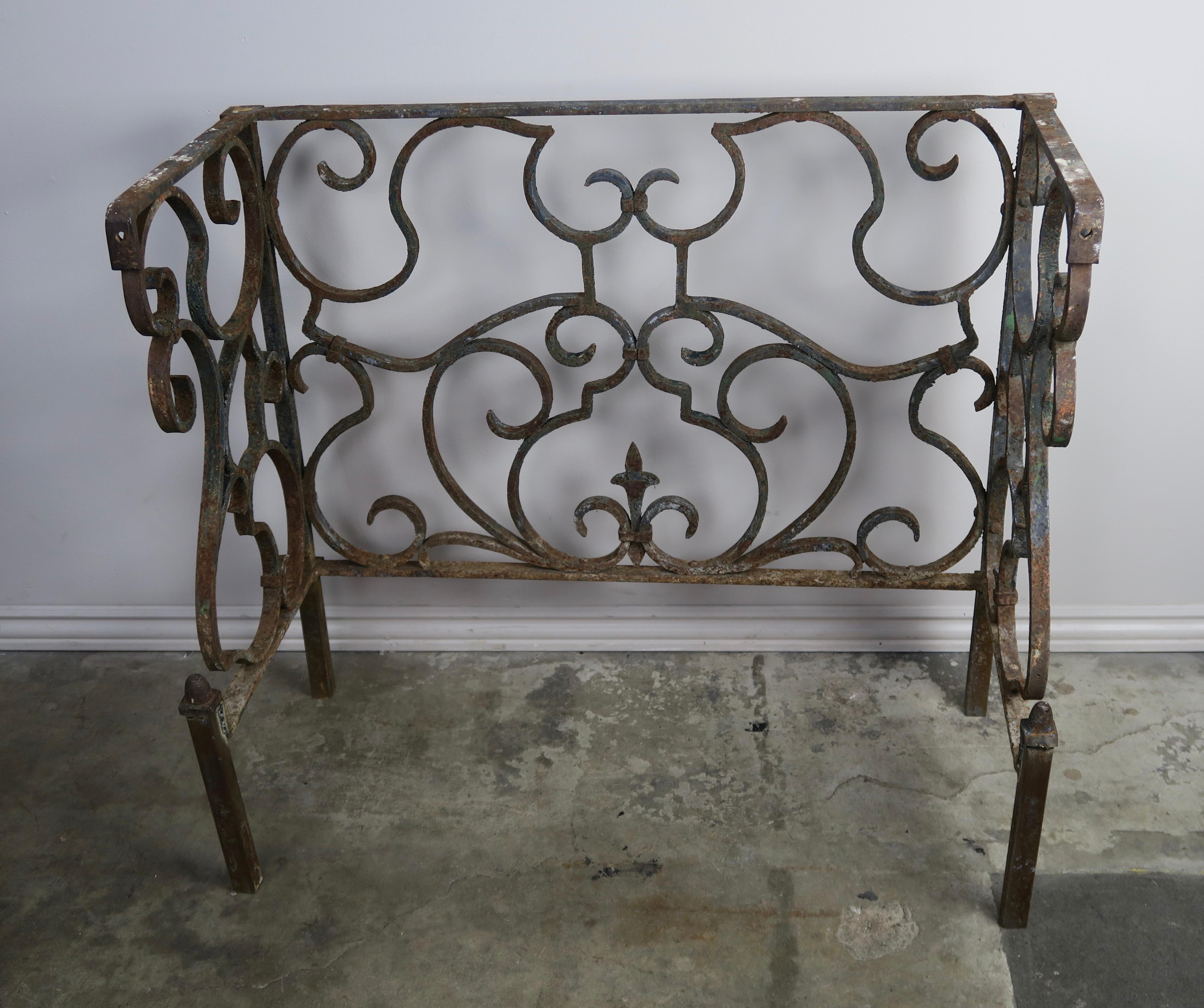 19th Century Wrought Iron Console with Travertine Top 4