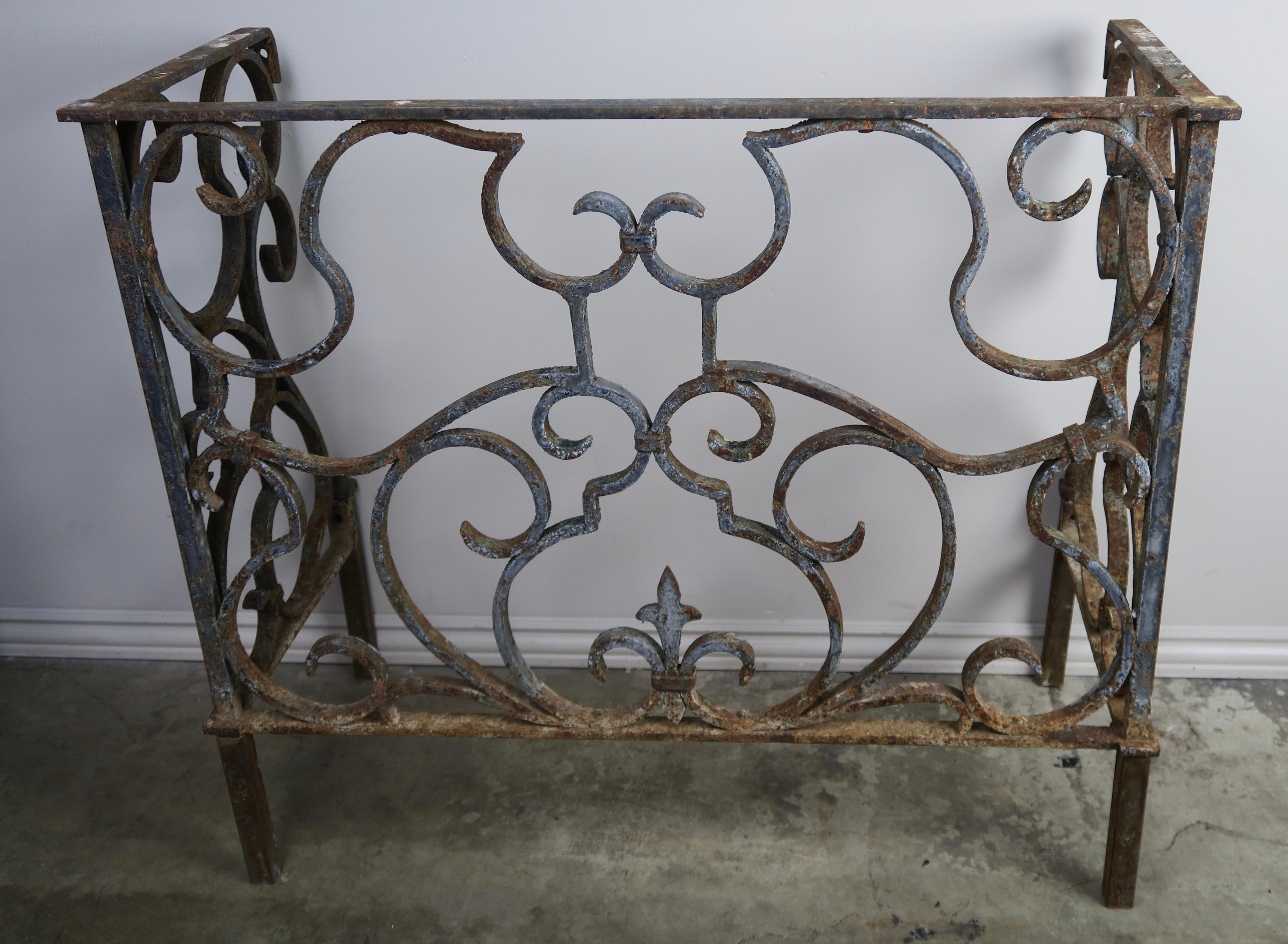 19th Century Wrought Iron Console with Travertine Top 5