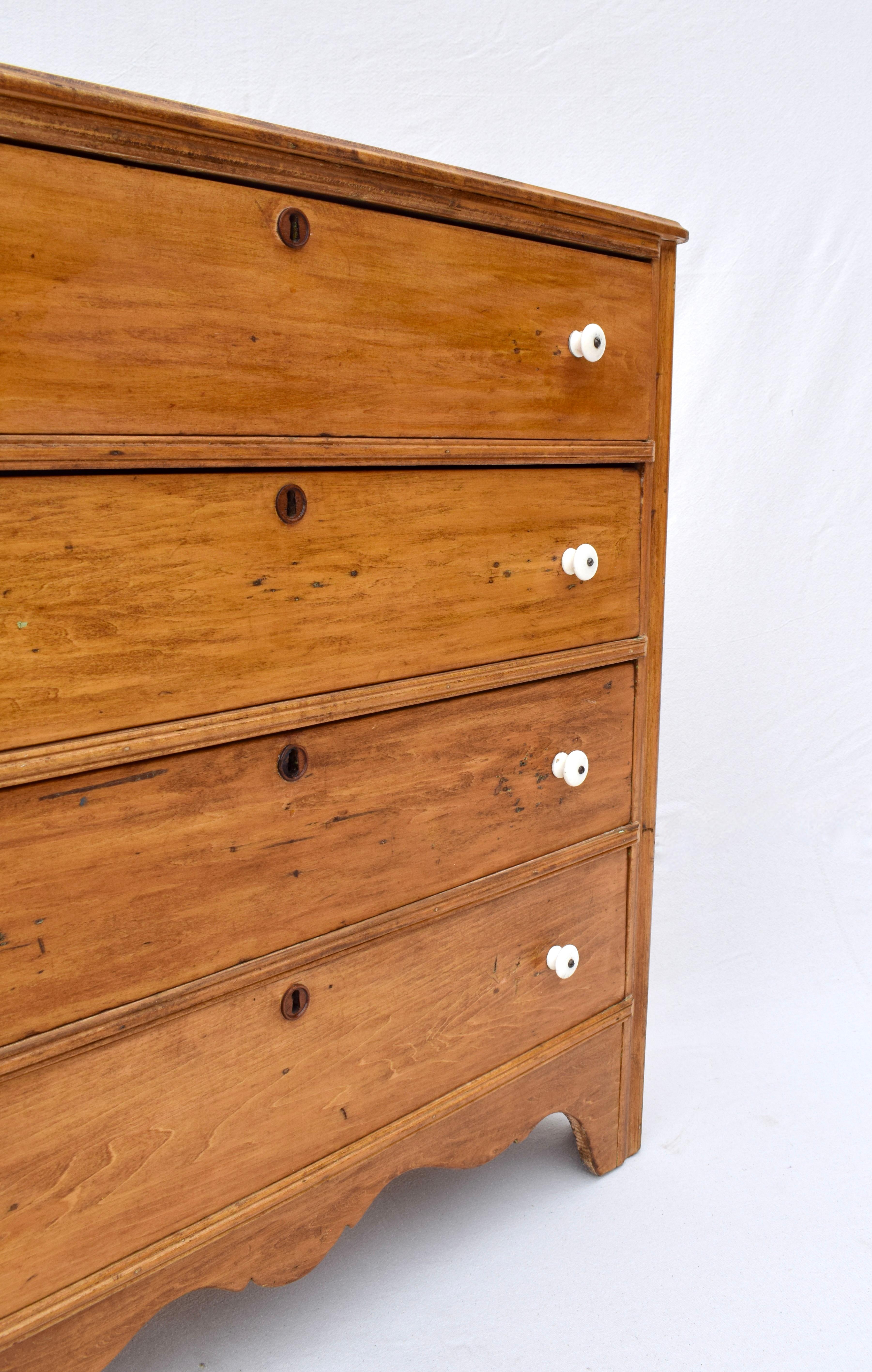 19th C. Yellow Pine Chest of Drawers 8
