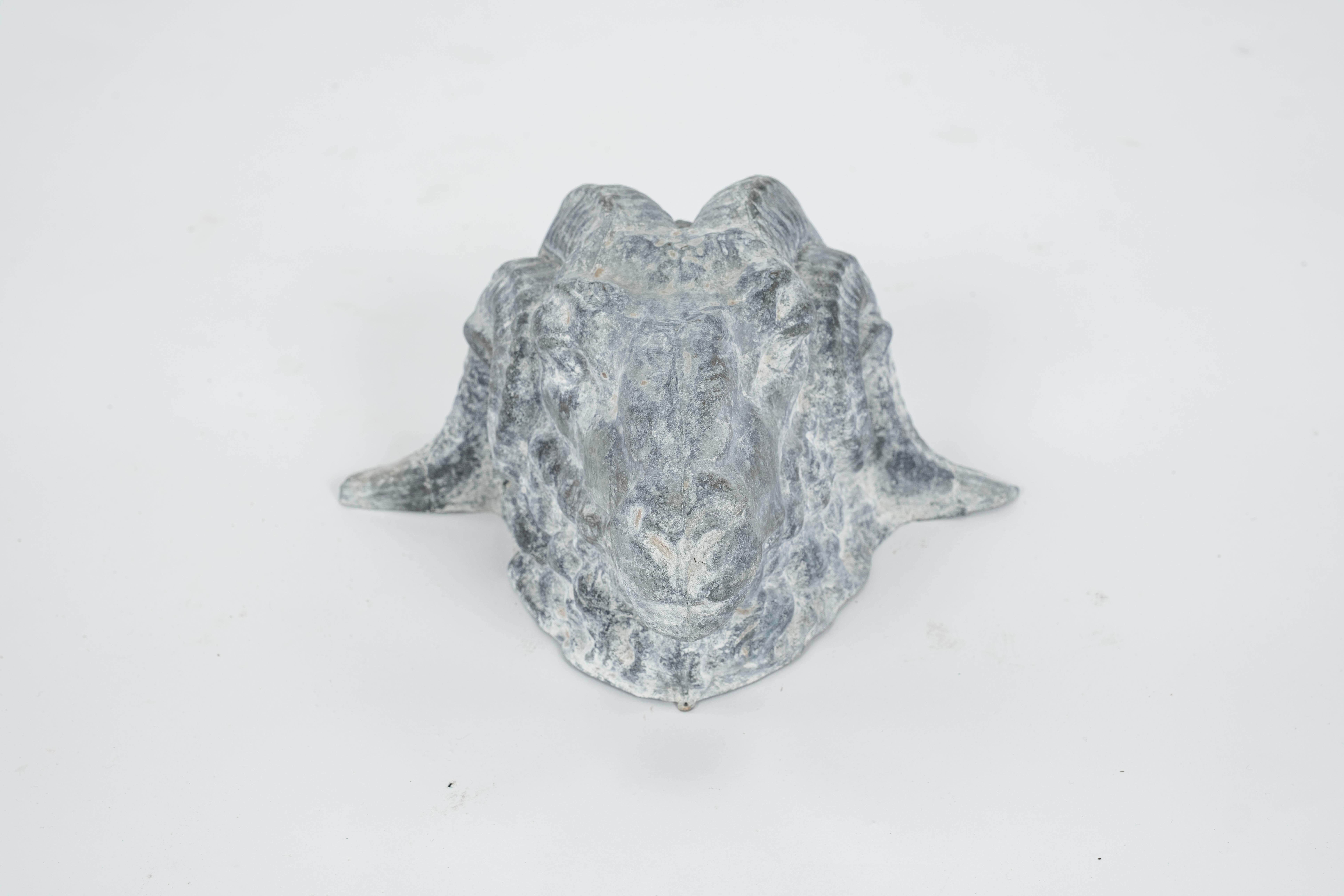19th Century Zinc Ram's Head In Good Condition For Sale In Houston, TX