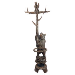 19th Carved Wood Black Forest Bears Tree Umbrella Cane Hat Stick Coat Stand Rack