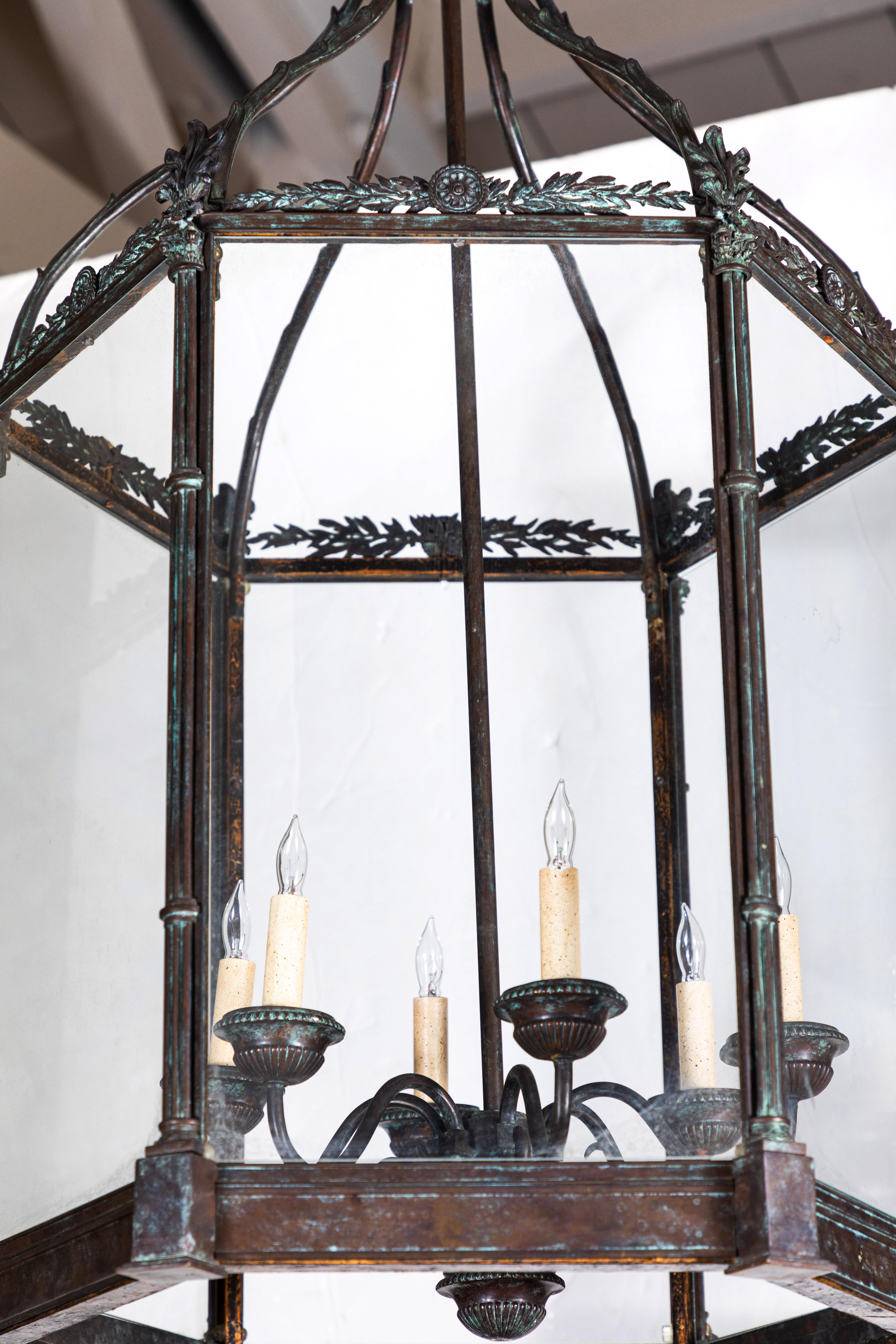 English 19th Century Cast Bronze, Hanging Lantern