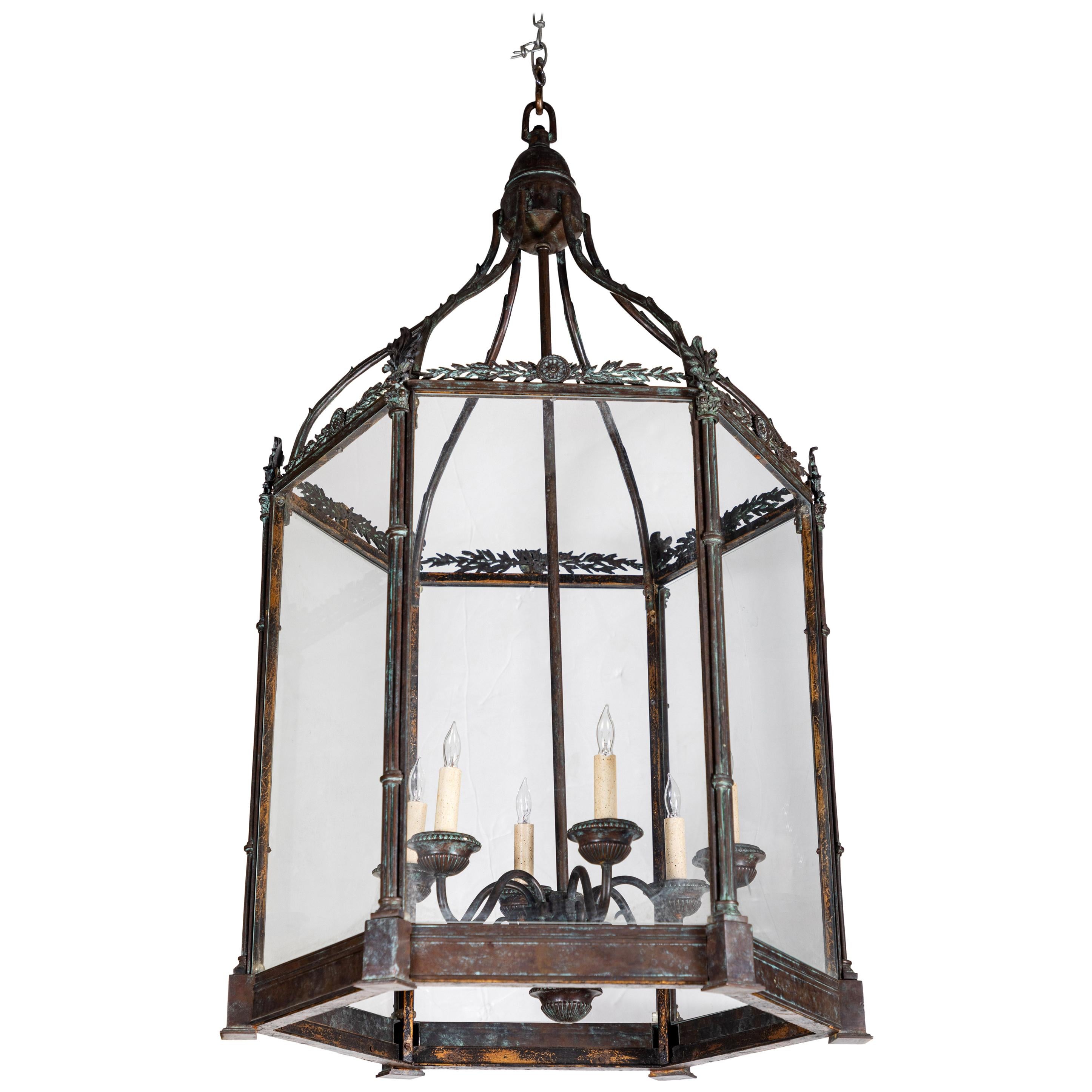 19th Century Cast Bronze, Hanging Lantern