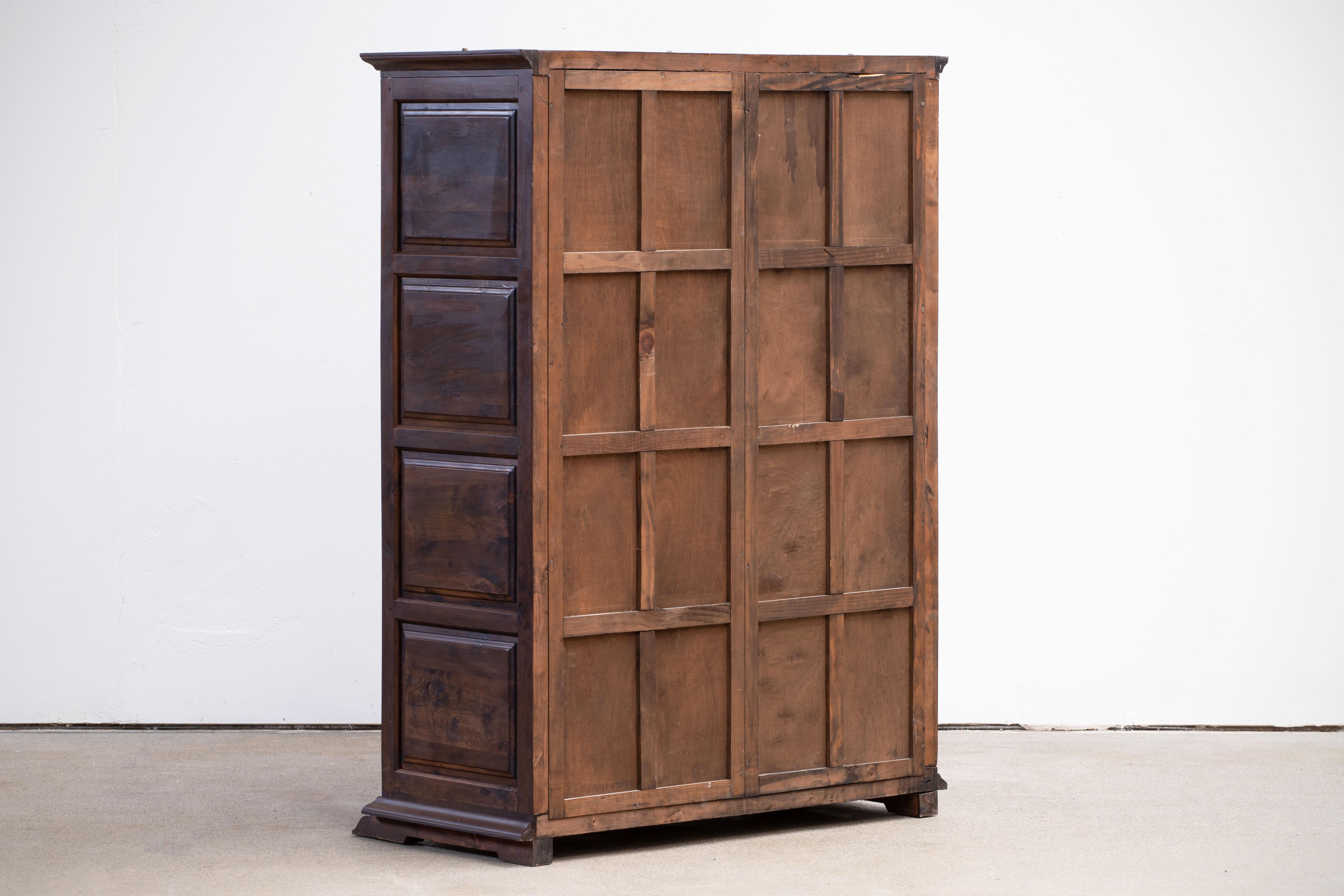 19th Catalan Spanish Baroque Carved Walnut Tuscan Two doors Wardrobe or Cabinet 9