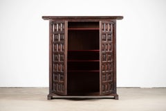19th Catalan Spanish Baroque Carved Walnut Tuscan Two Doors Wardrobe or Cabinet