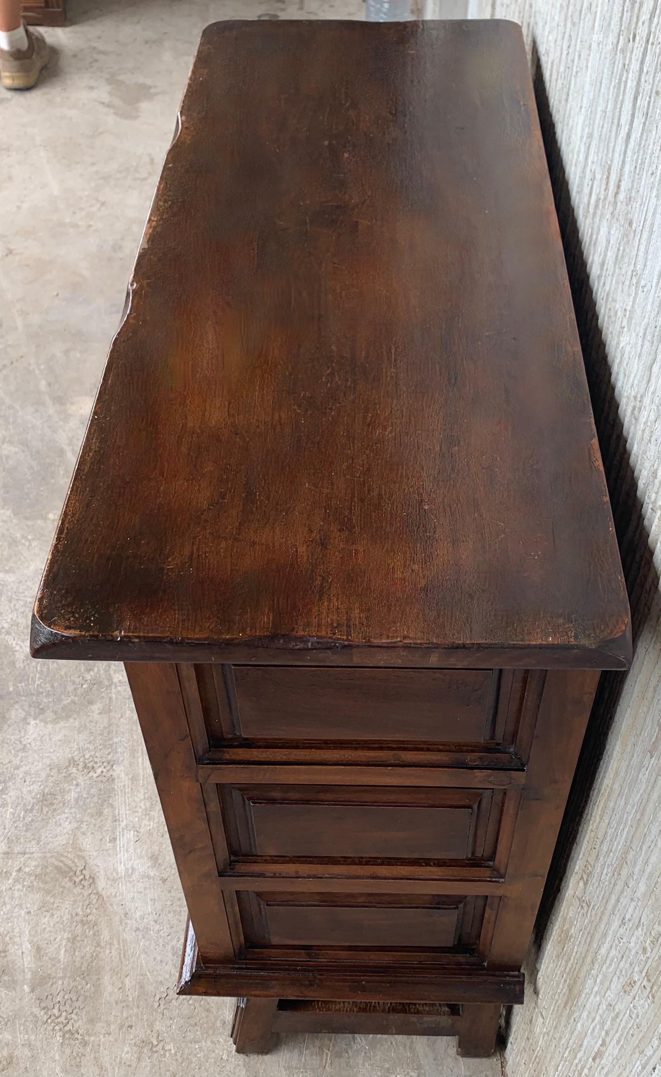 19th Catalan Spanish Baroque Carved Walnut Tuscan Two Drawers Chest of Drawers 1