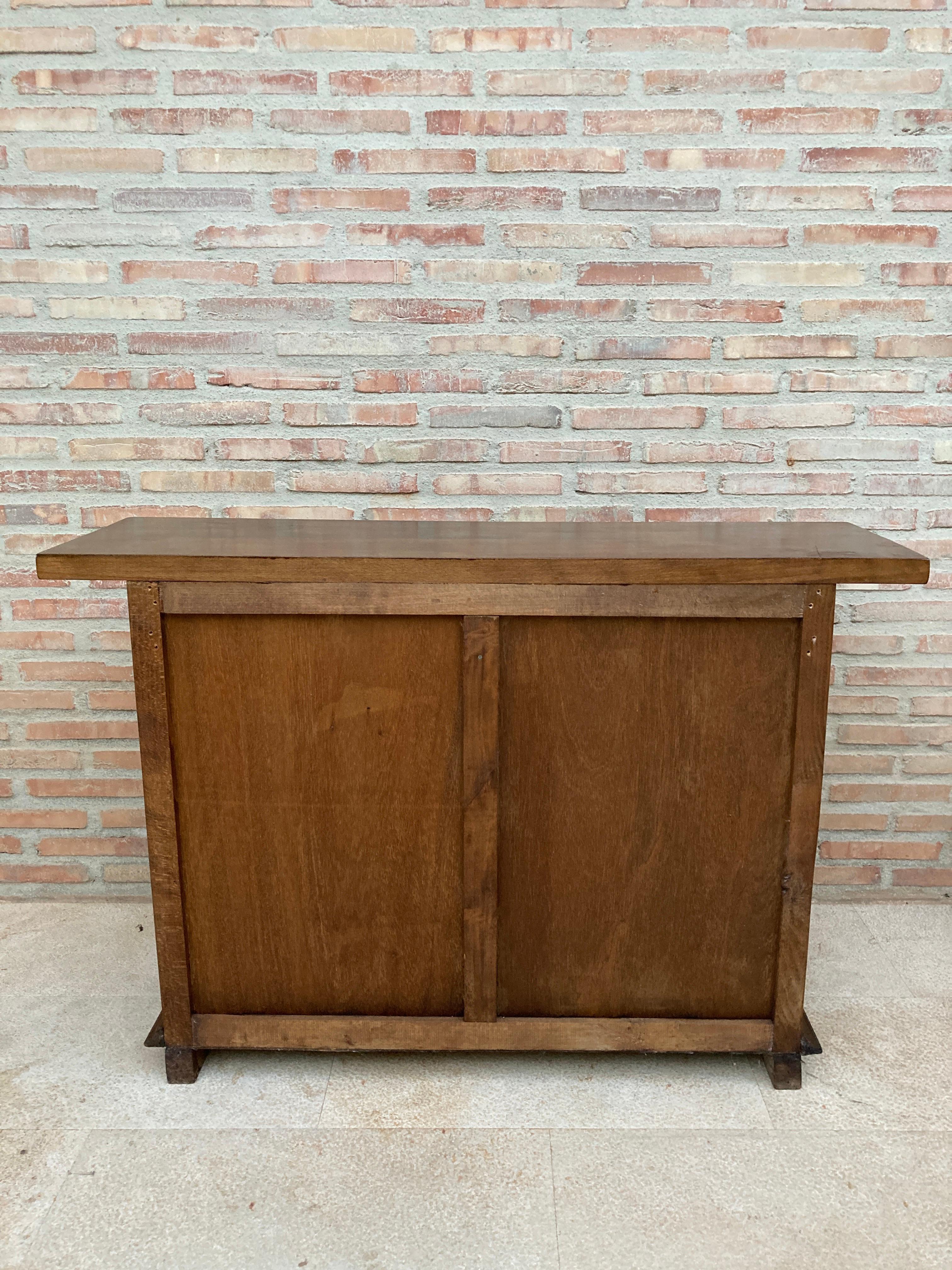 19th Catalan Spanish Baroque Carved Walnut Tuscan Two Drawers Credenza or Buffet 4