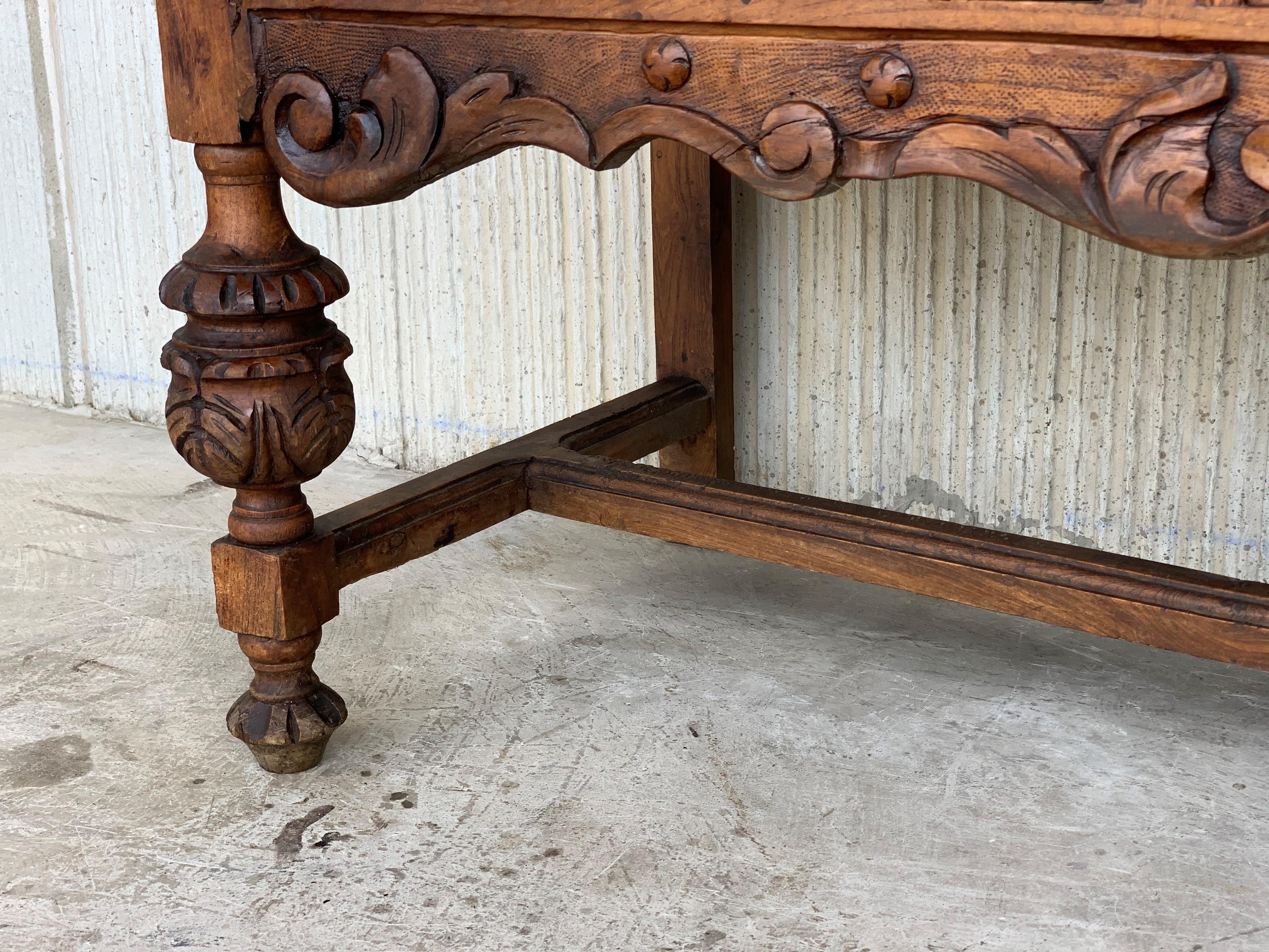19th Century Catalan Spanish Buffet with Two Carved Drawers and Two Doors In Good Condition In Miami, FL