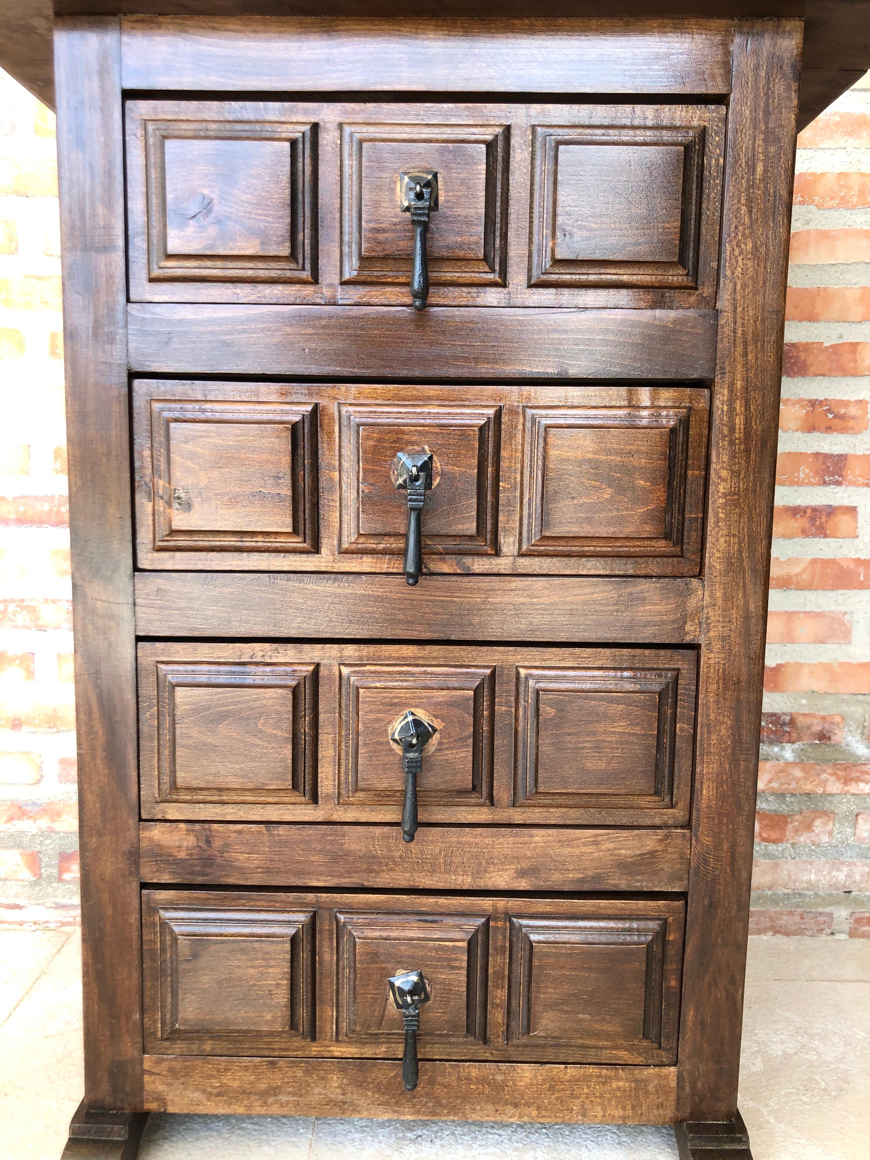 19th Century Catalan Spanish Carved Walnut Chest of Drawers, Highboy or Console 2
