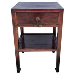 19th Cenrury Qing Dynasty Elm Tiered Tall Side Table