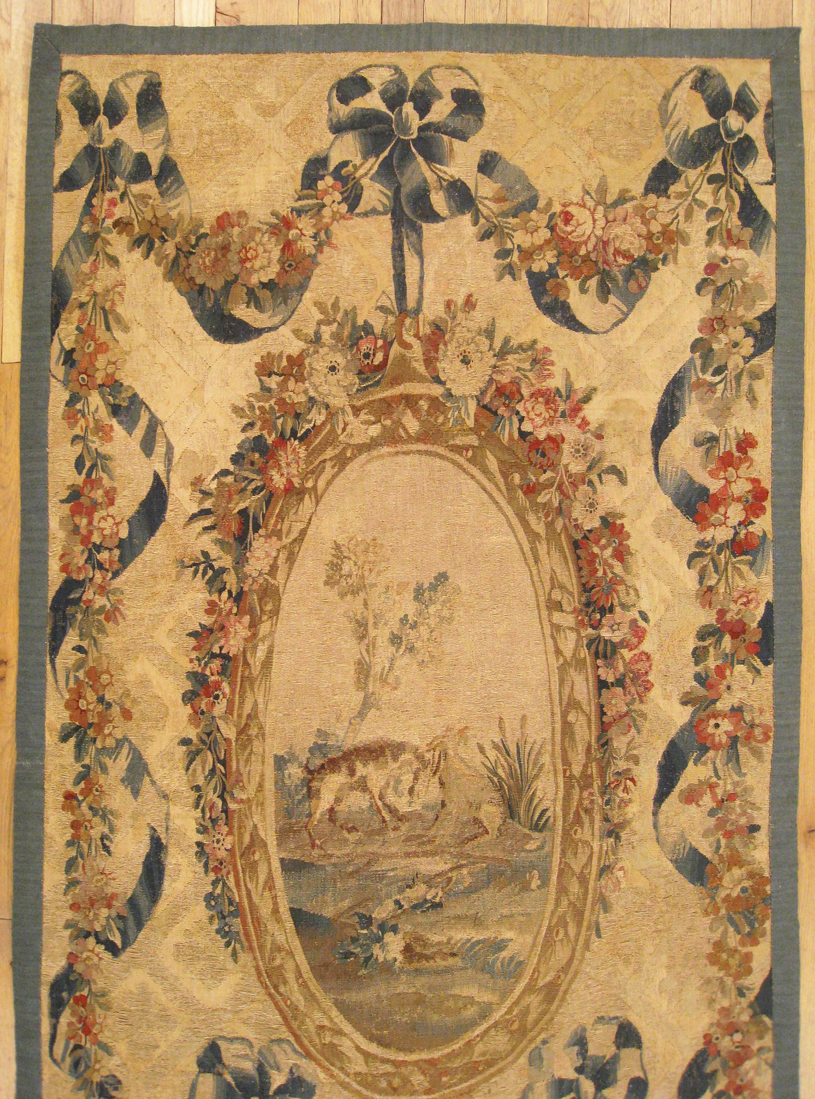 19th Century French Aubusson Needlepoint Tapestry, Ribbon Weave and Pendant In Excellent Condition For Sale In New York, NY