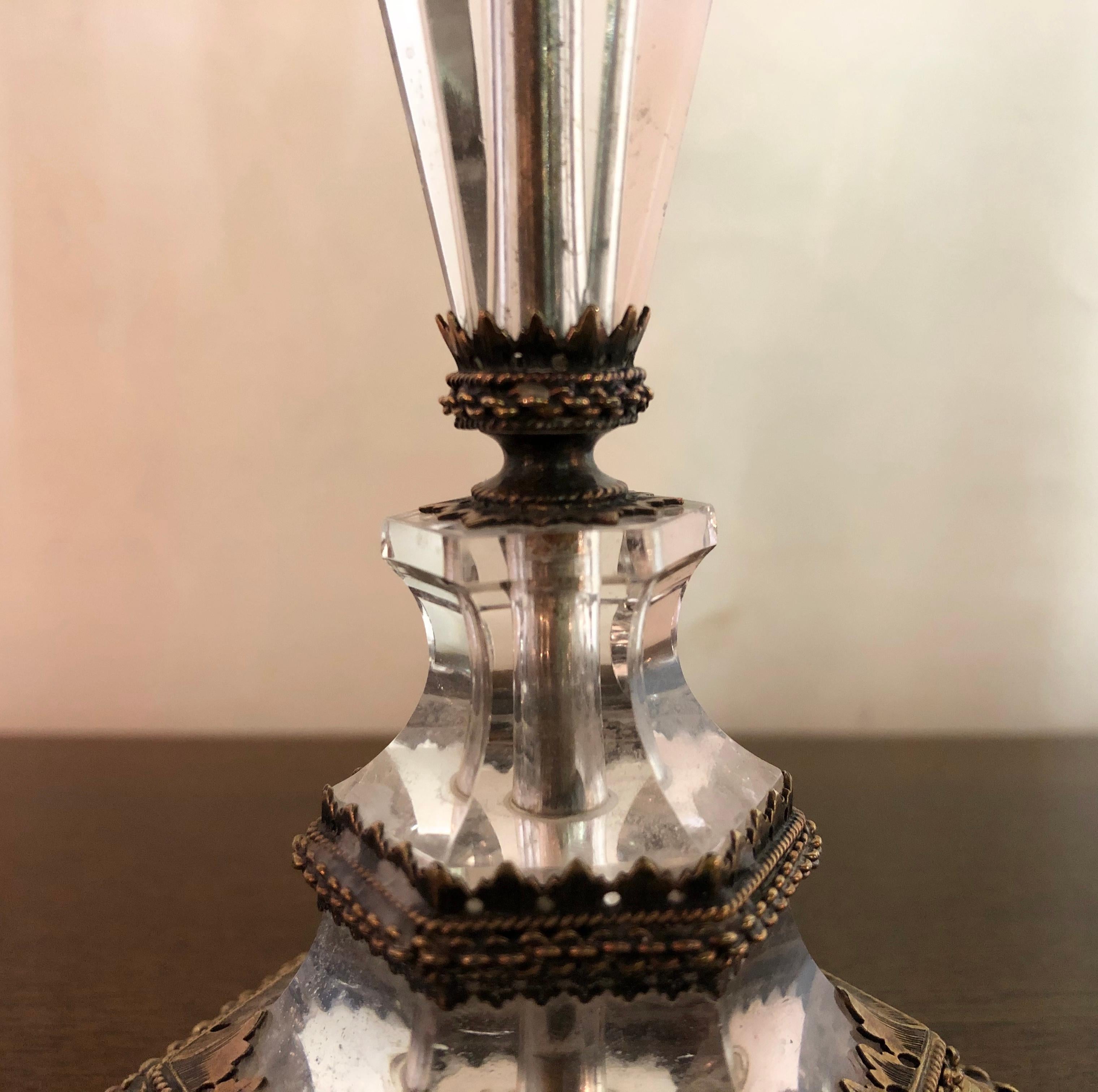 19th Century Austrian Rock Crystal Gilt Silver Candlesticks 3