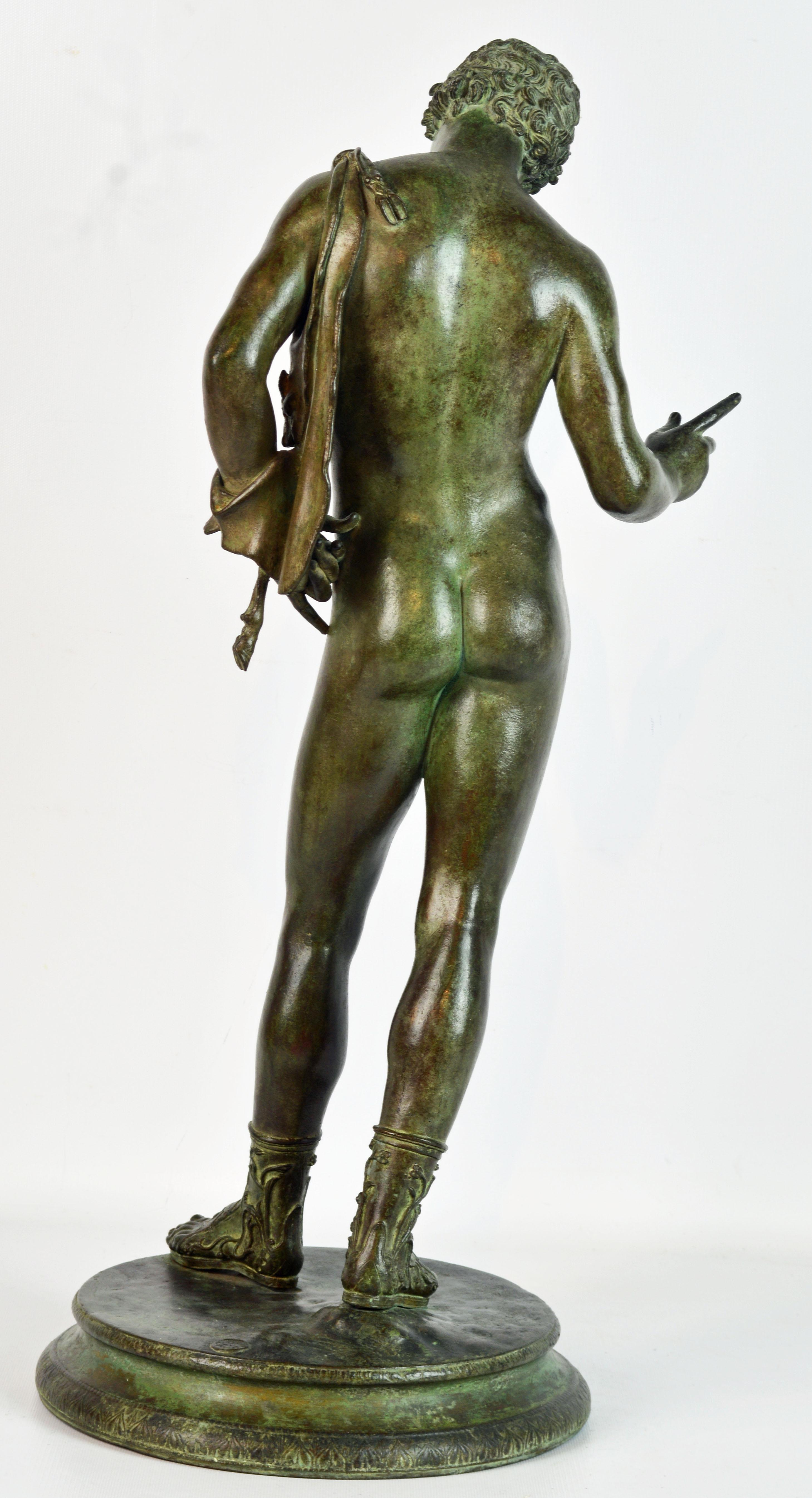 Gréco-romain figure en bronze du XIXe siècle:: Narcisse d'après la fonderie V. Gemito Antique Naples
