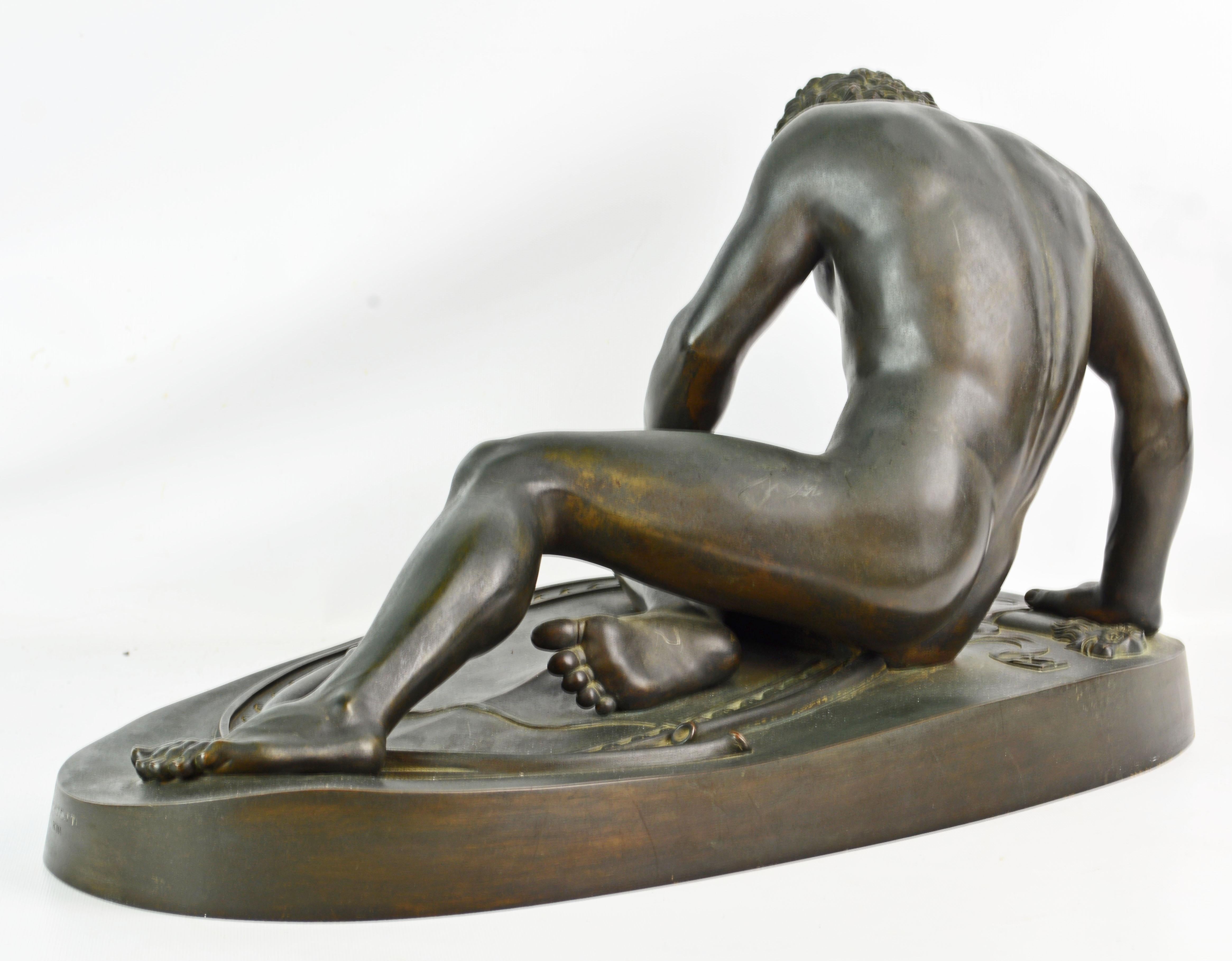 Italian 19th Century Bronze Statue the Dying Gaul by B. Boschetti Roma after the Antique