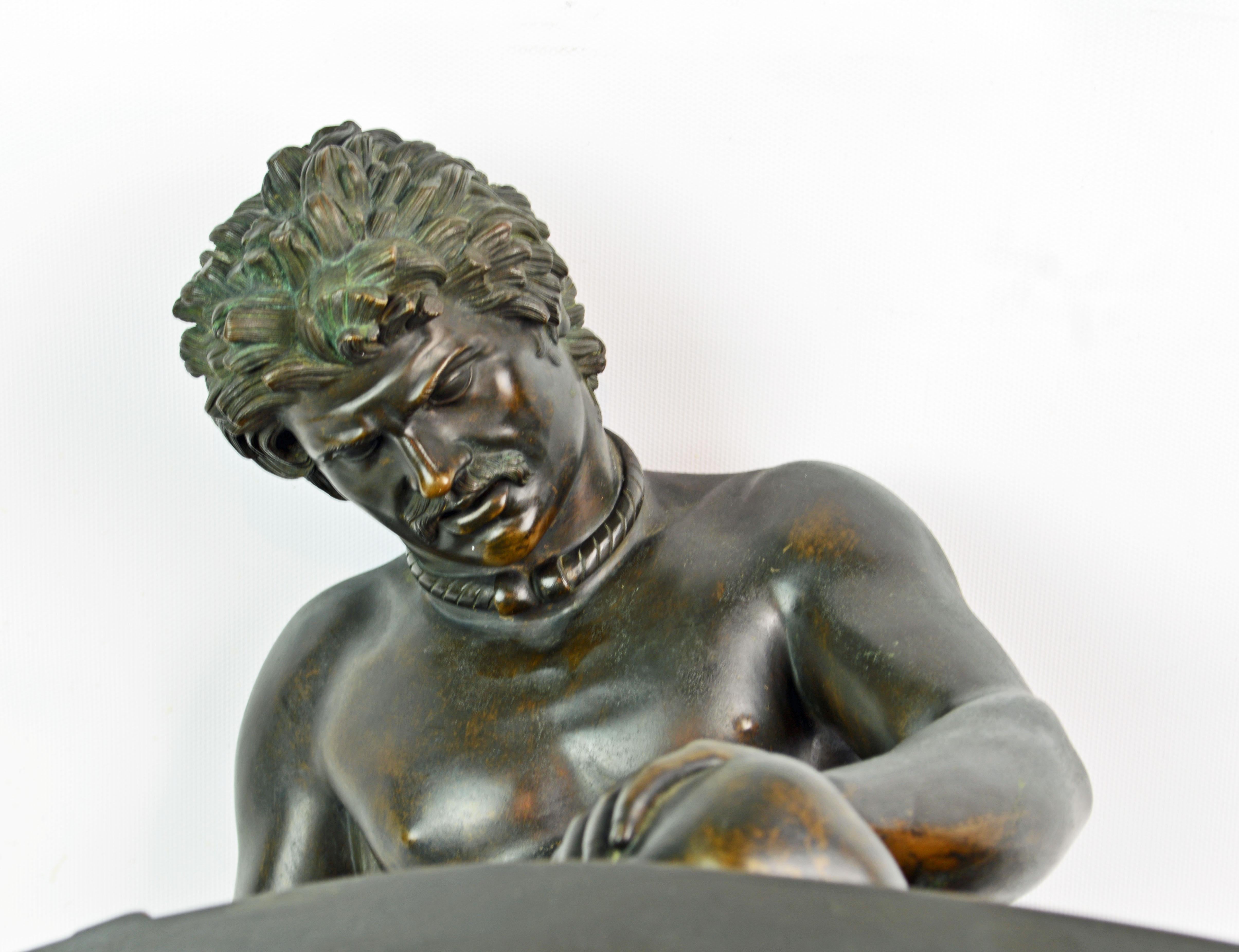19th Century Bronze Statue the Dying Gaul by B. Boschetti Roma after the Antique 1