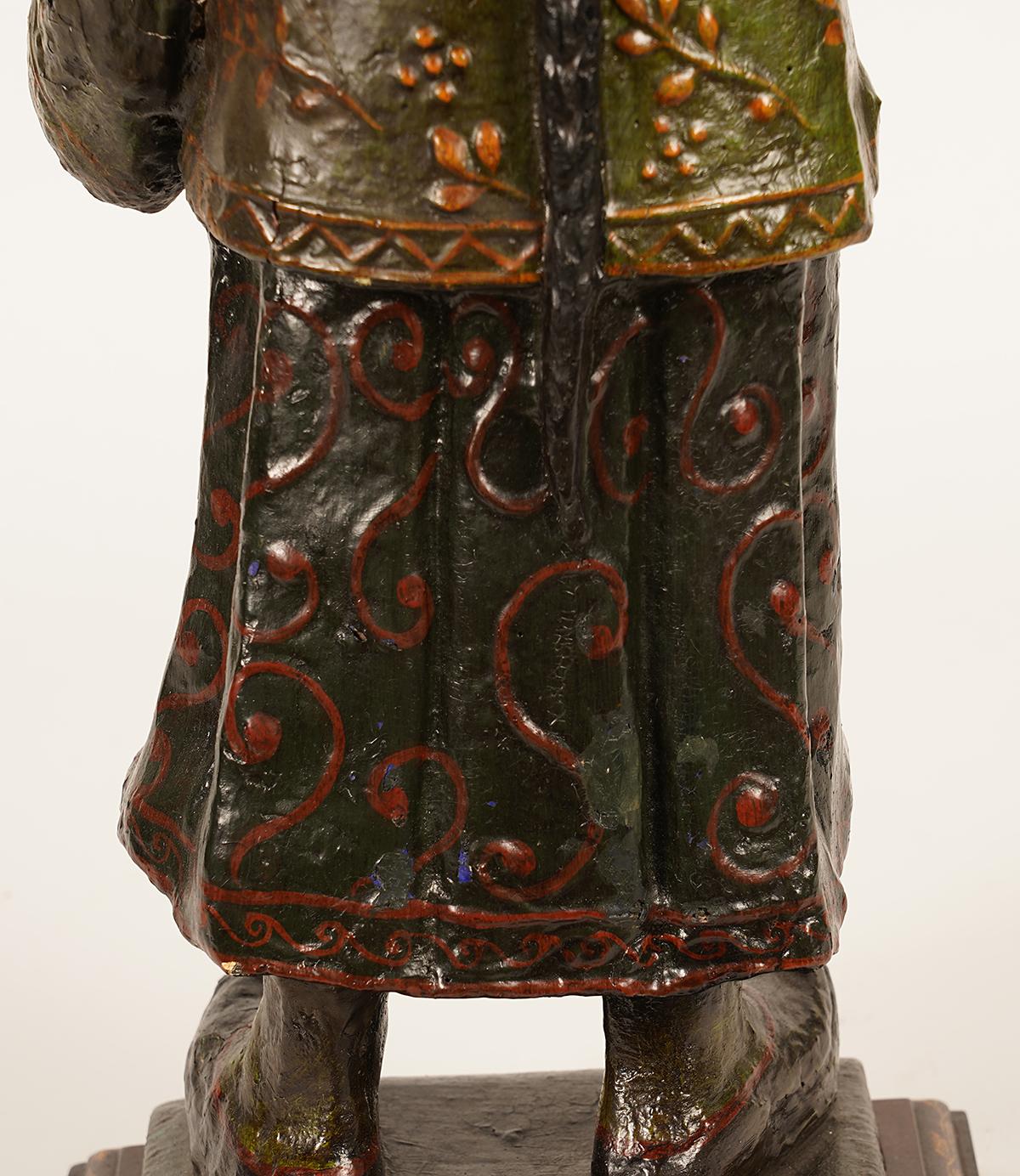 19th Century Chinese Export Paper Mache Figure, Imperial Servant with Card Tray 3