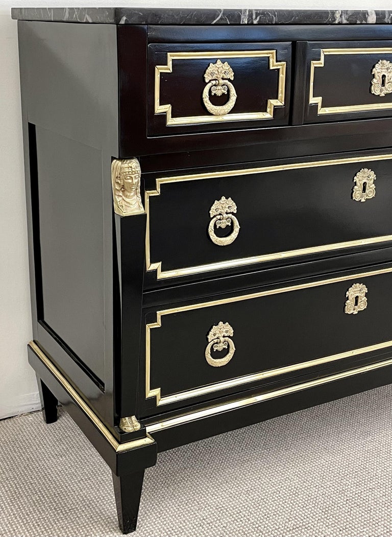 19th Cent Ebony Empire Commode or Nightstand, Refinished, Bronze Mounted For Sale at 1stDibs