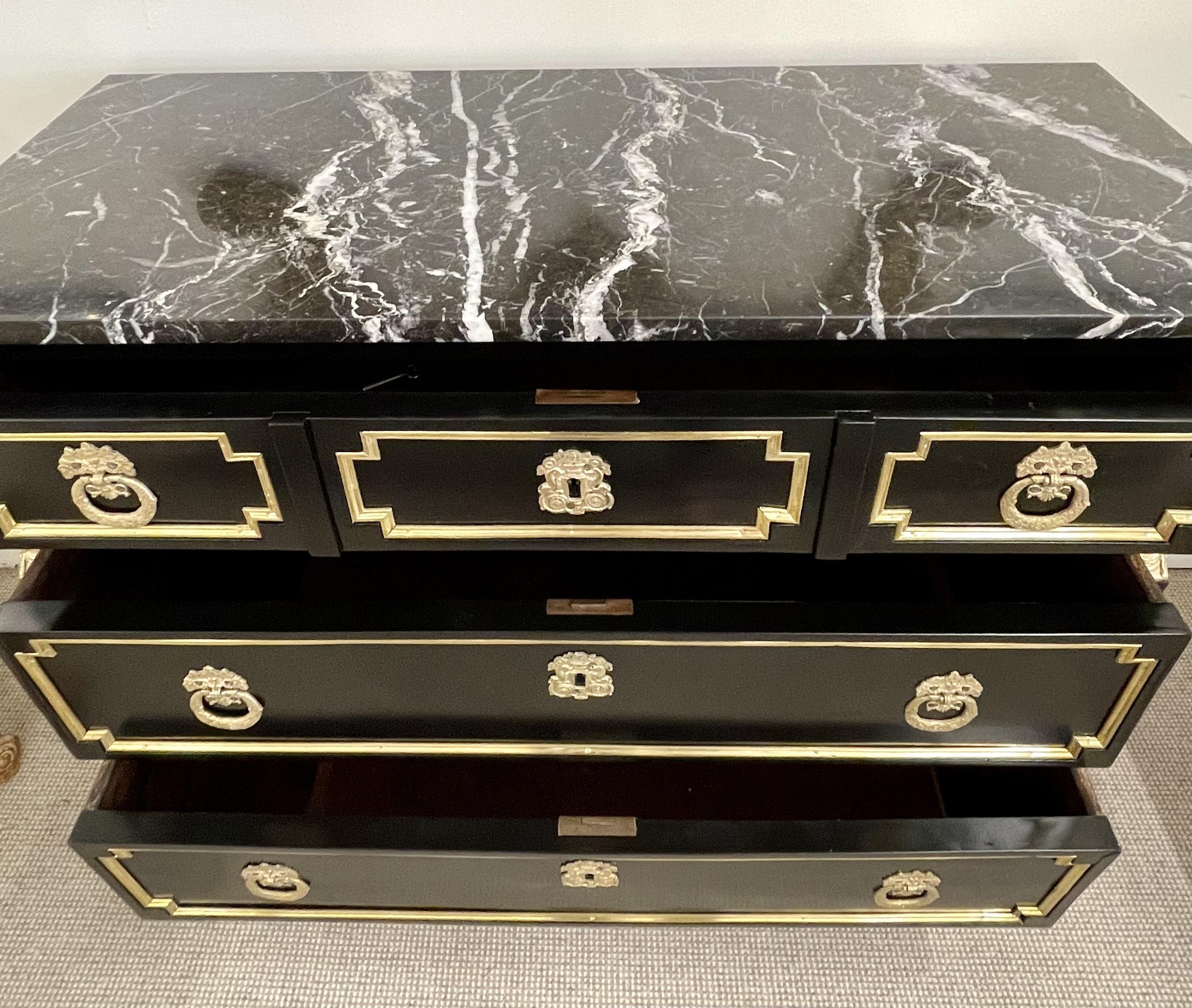 19th Cent Ebony Empire Commode or Nightstand, Refinished, Bronze Mounted For Sale 6