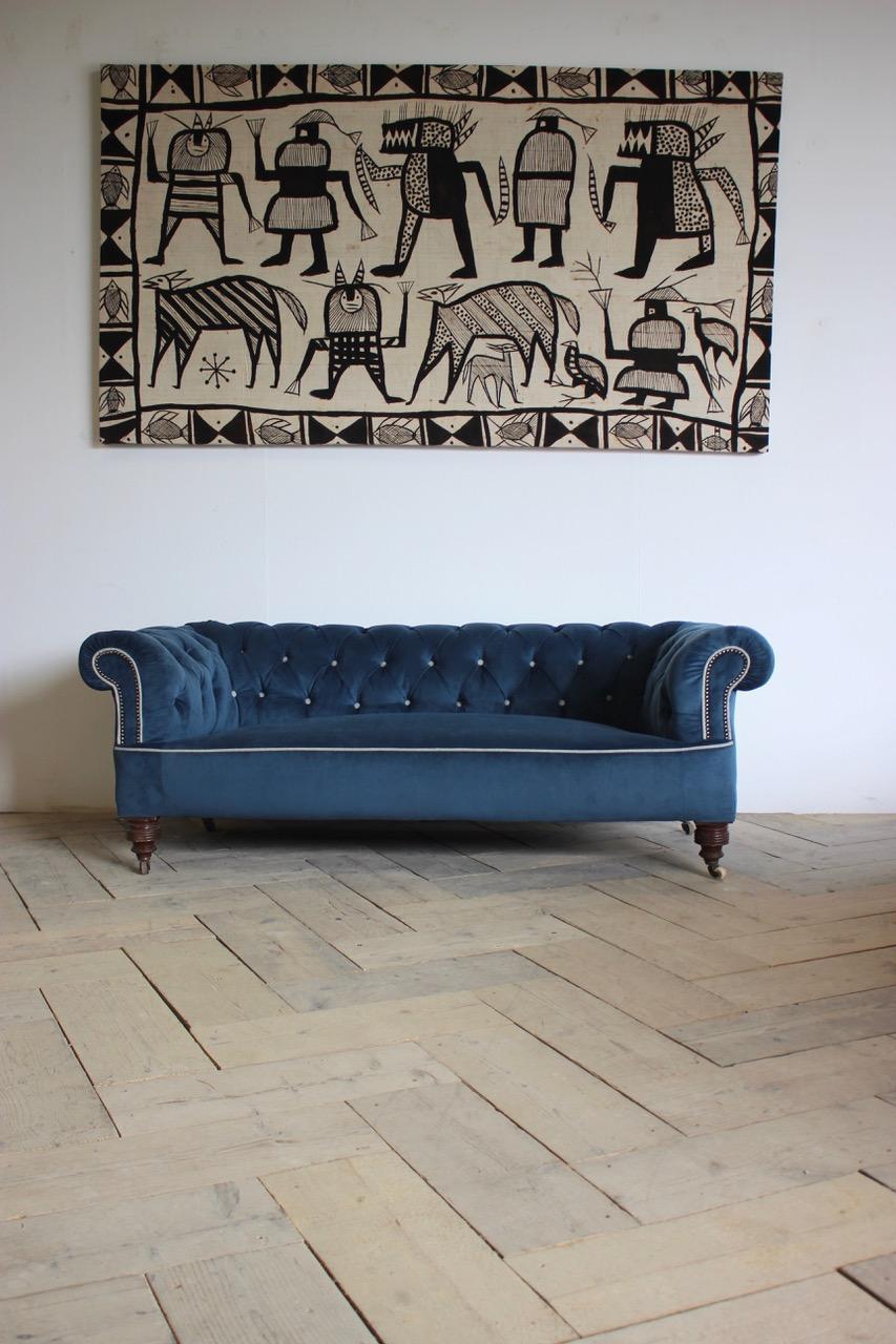 19th Century English Chesterfield Reupholstered by US in Velvet 3