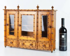 19th Century English Miniature Chinoiserie Style Bamboo Armoire or Table Cabinet