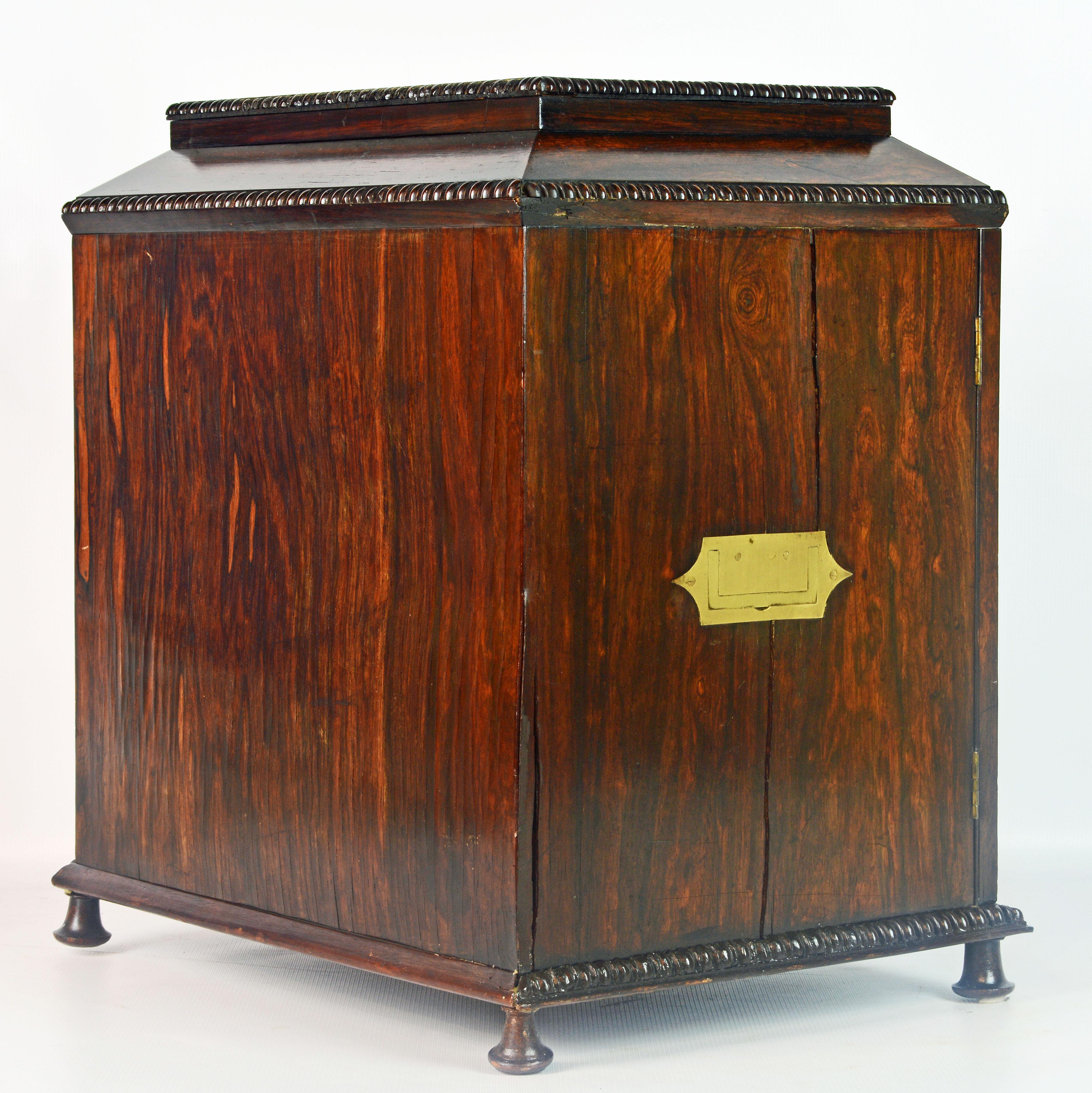 Early Victorian English Rosewood and Mother of Pearl Inlay Collector's Table Cabinet