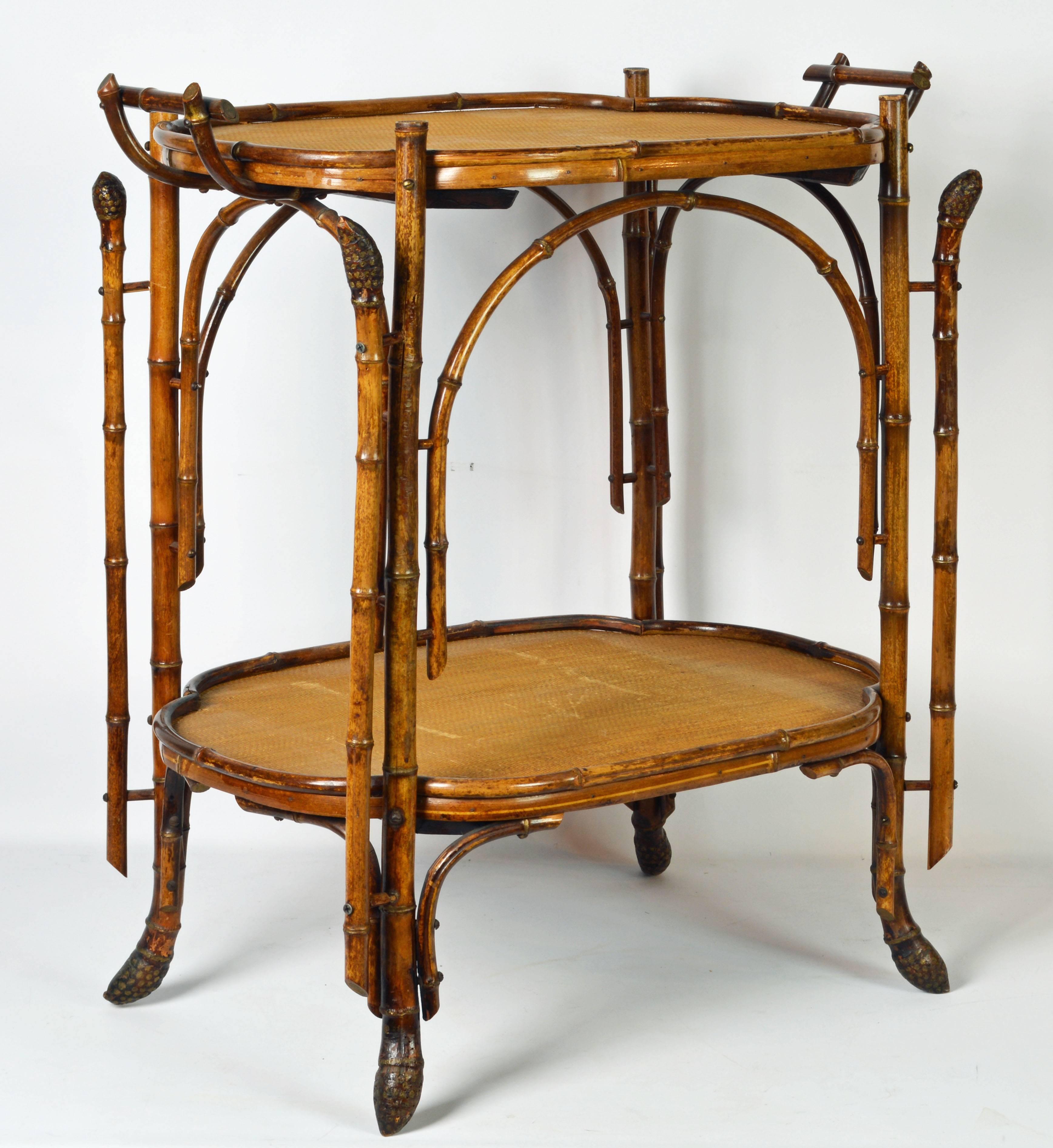 French Chinoiserie Bamboo Tea Table in Perret et Vibert Manner, Paris In Good Condition In Ft. Lauderdale, FL