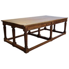 Antique 19th Century French Lyonaise Library / Dining Table in Walnut