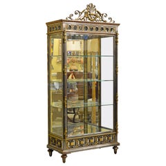 Antique 19th Century French Neoclassical Glass and Steel Curio Cabinet or Vitrine