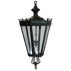 19th Century Green Painted Tole Lantern